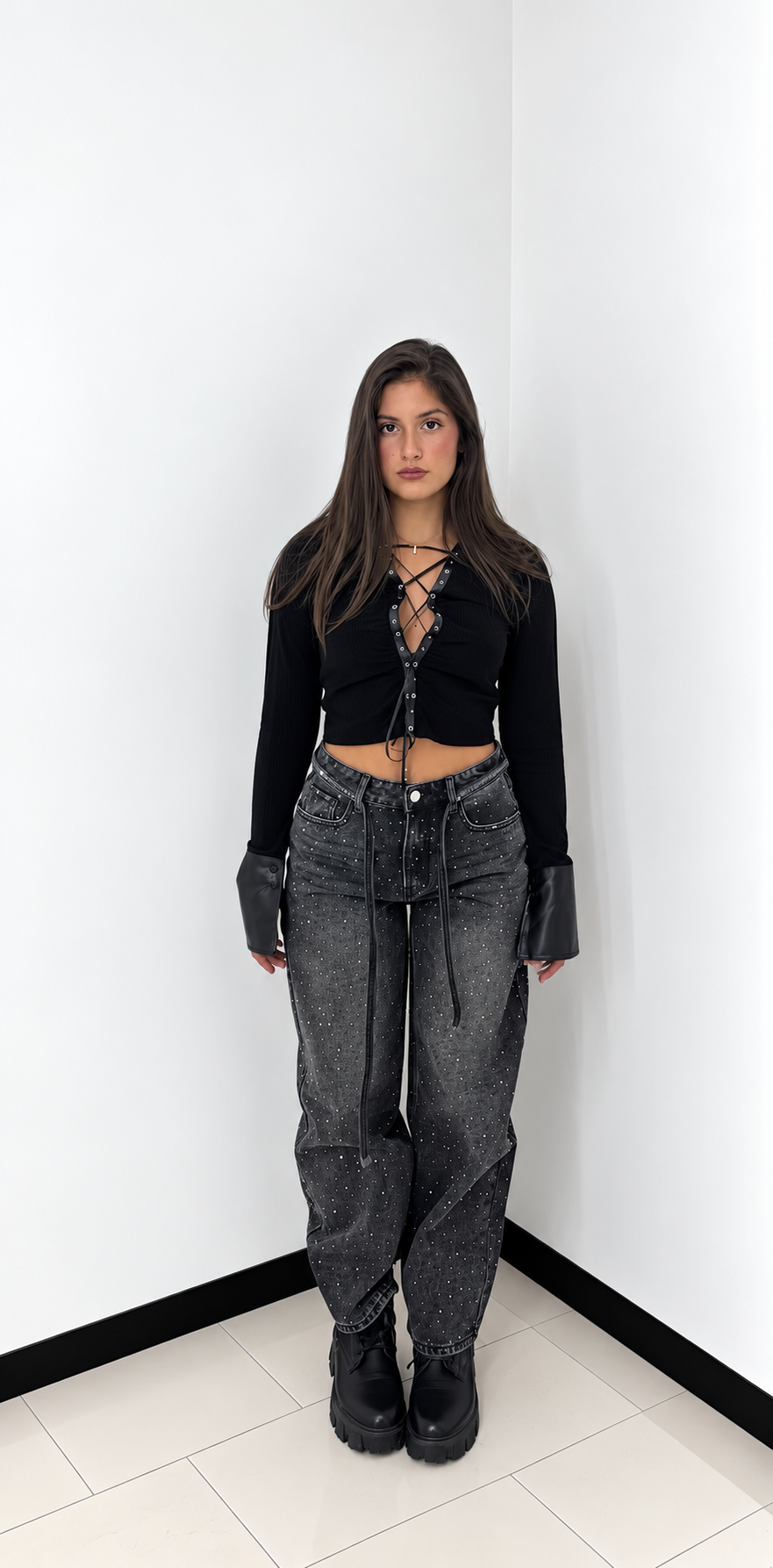 Jeans Balloon Sparkle – Grigio Dark