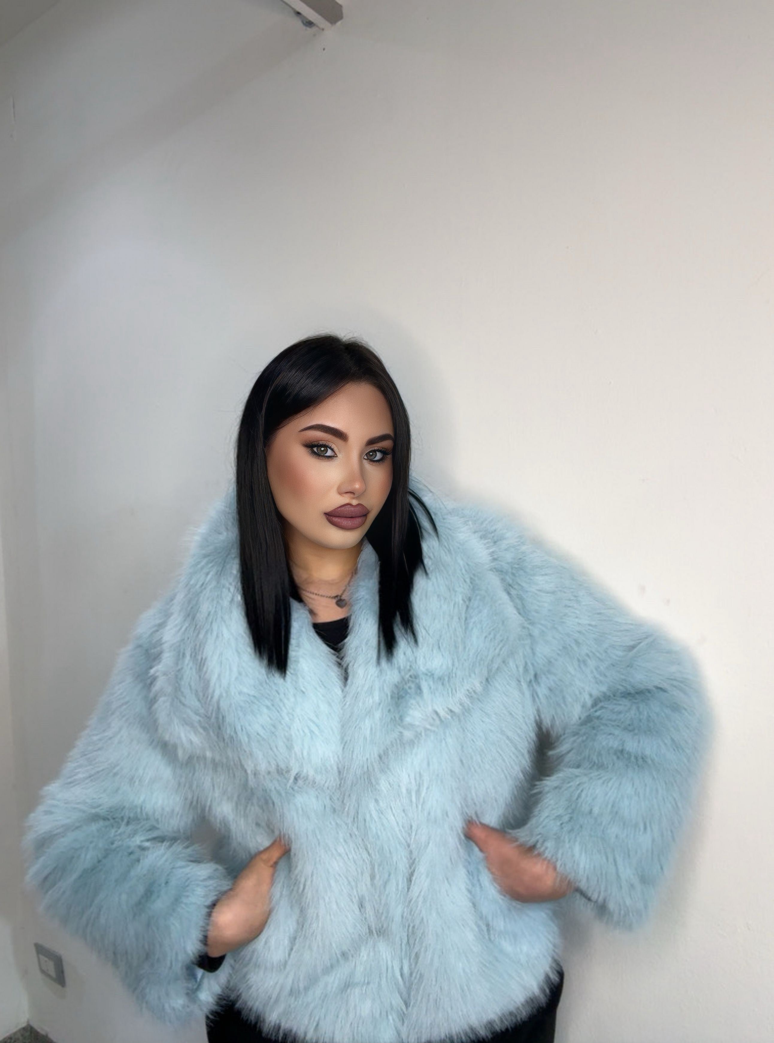 Pelliccia 68336 azzurra