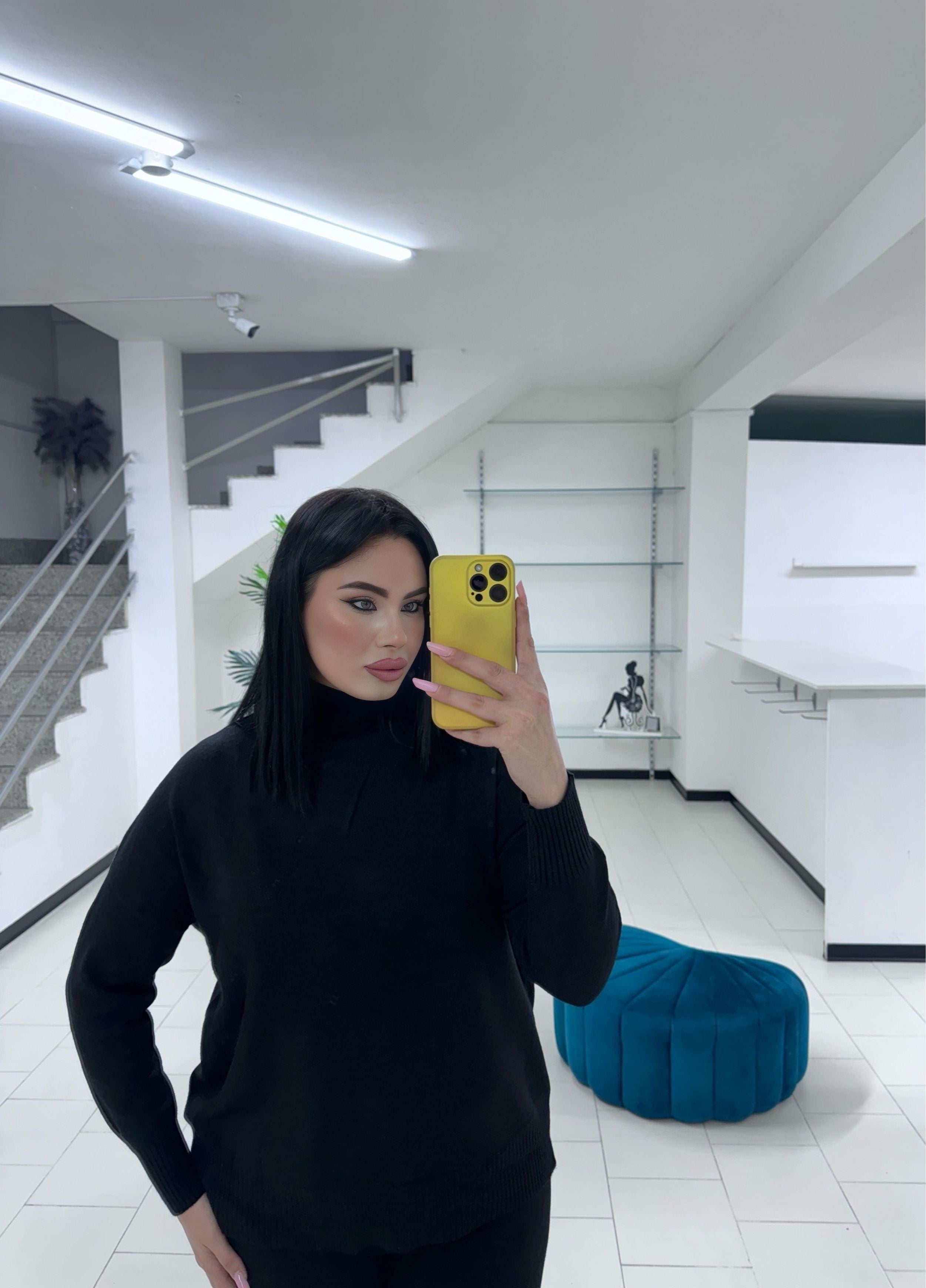 Coordinato lana rasata black