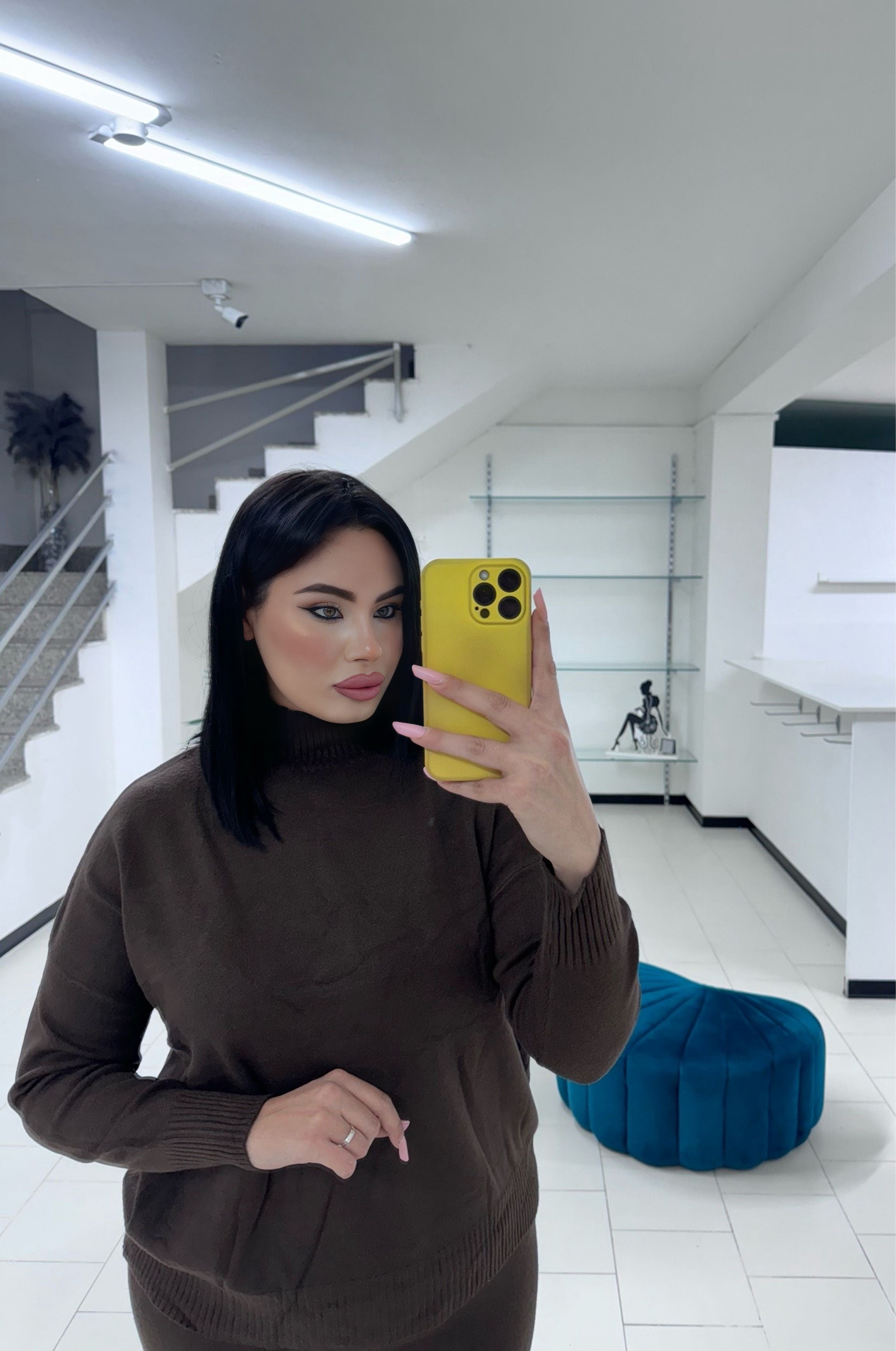 Coordinato lana rasata marrone