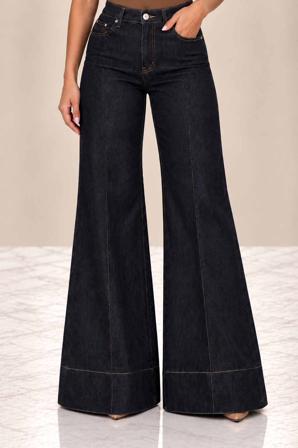 Jeans Wide Leg Dark Denim