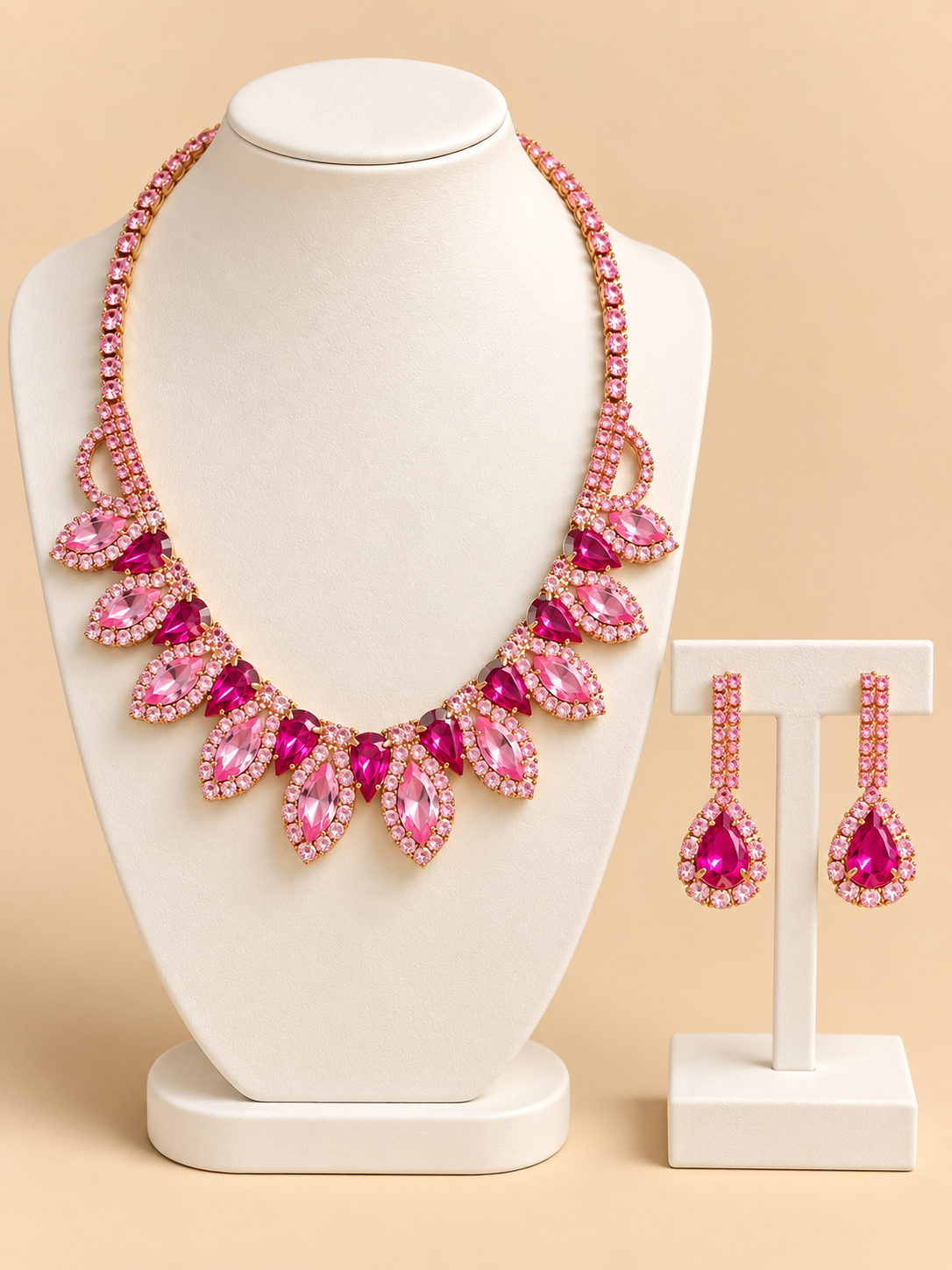 Set Gioielli Fucsia Glamour – Collana e Orecchini