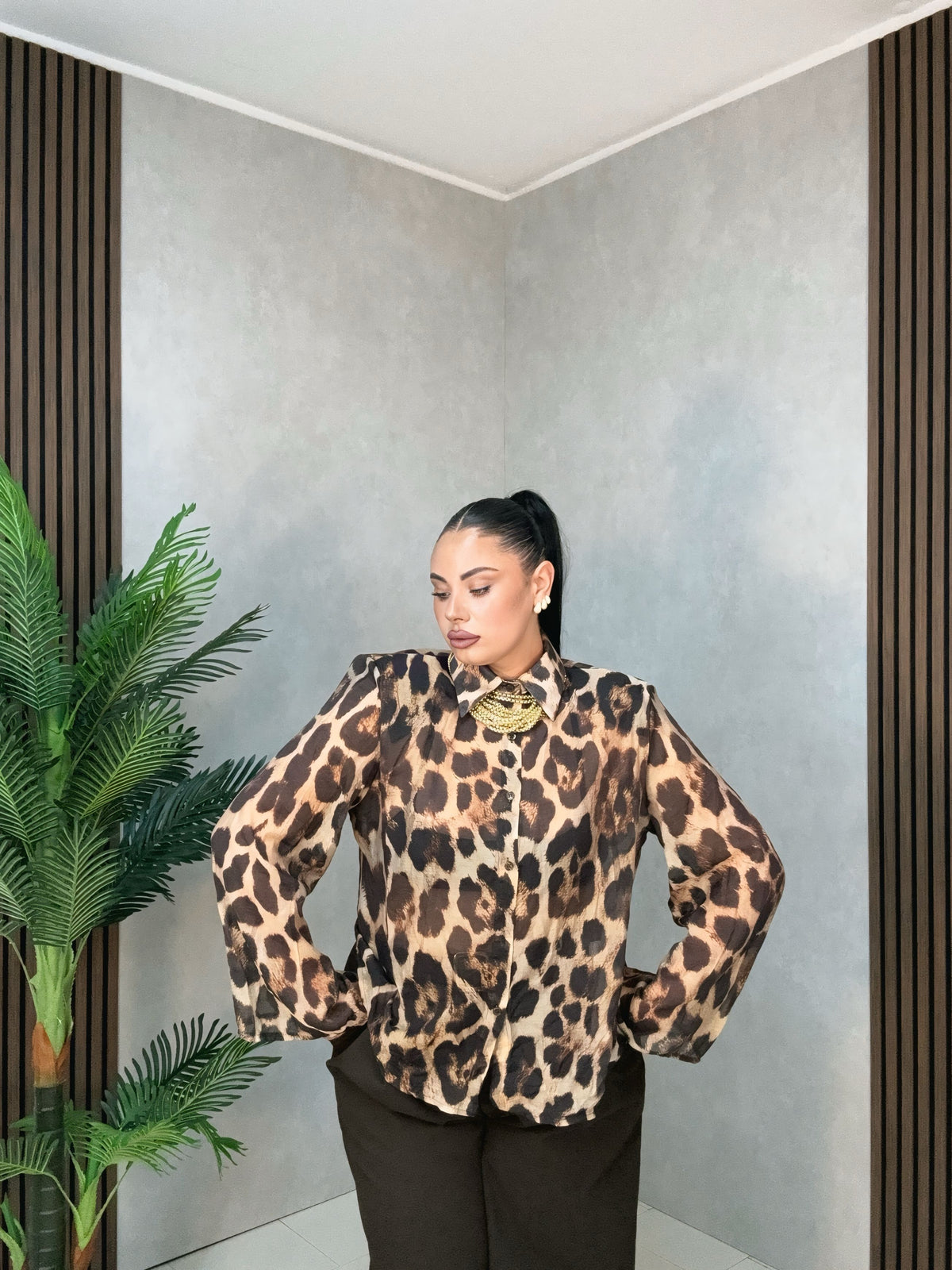 Camicia Curvy Wild Leopard