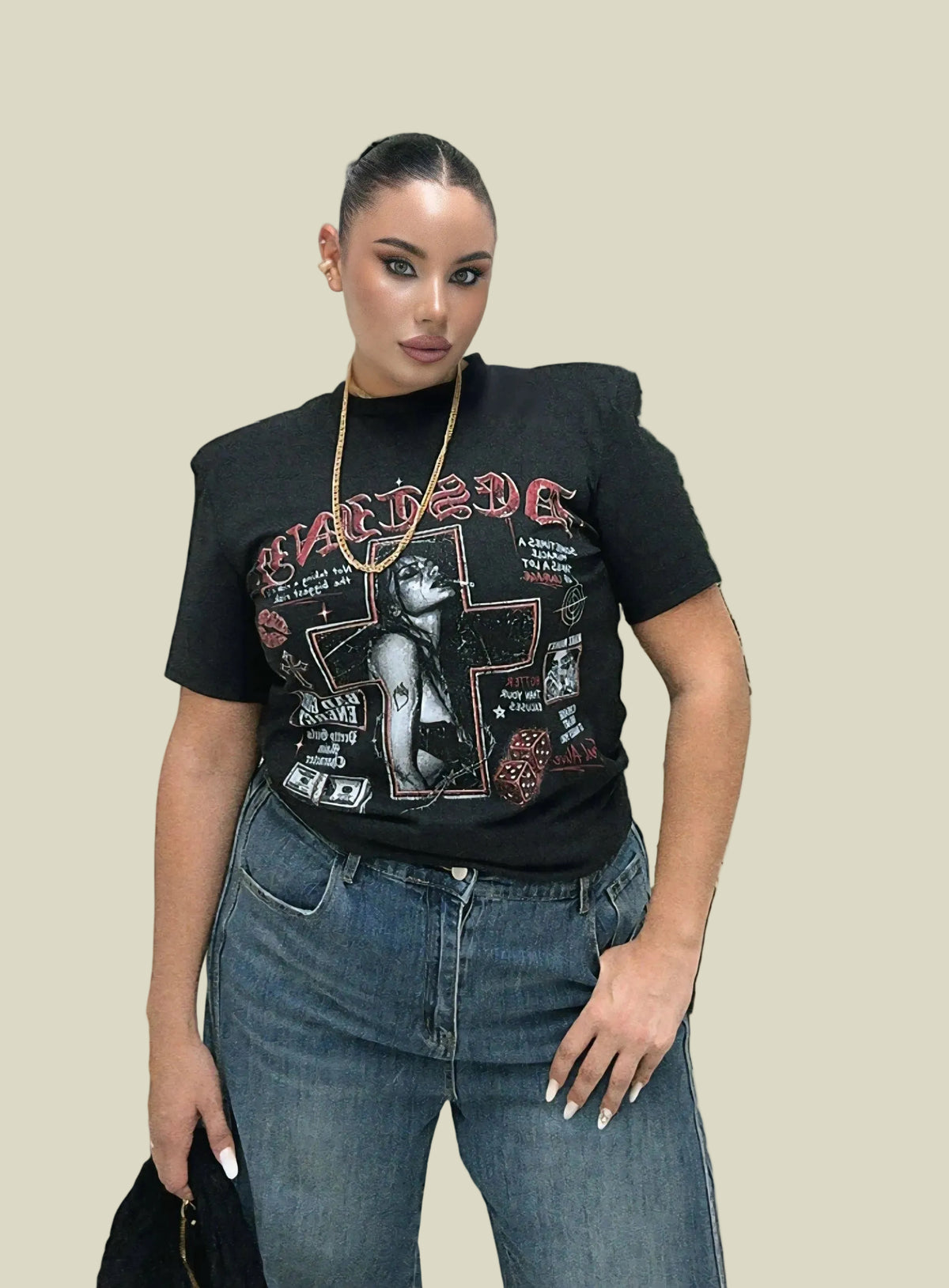 T-shirt con spallina Graphic Cross