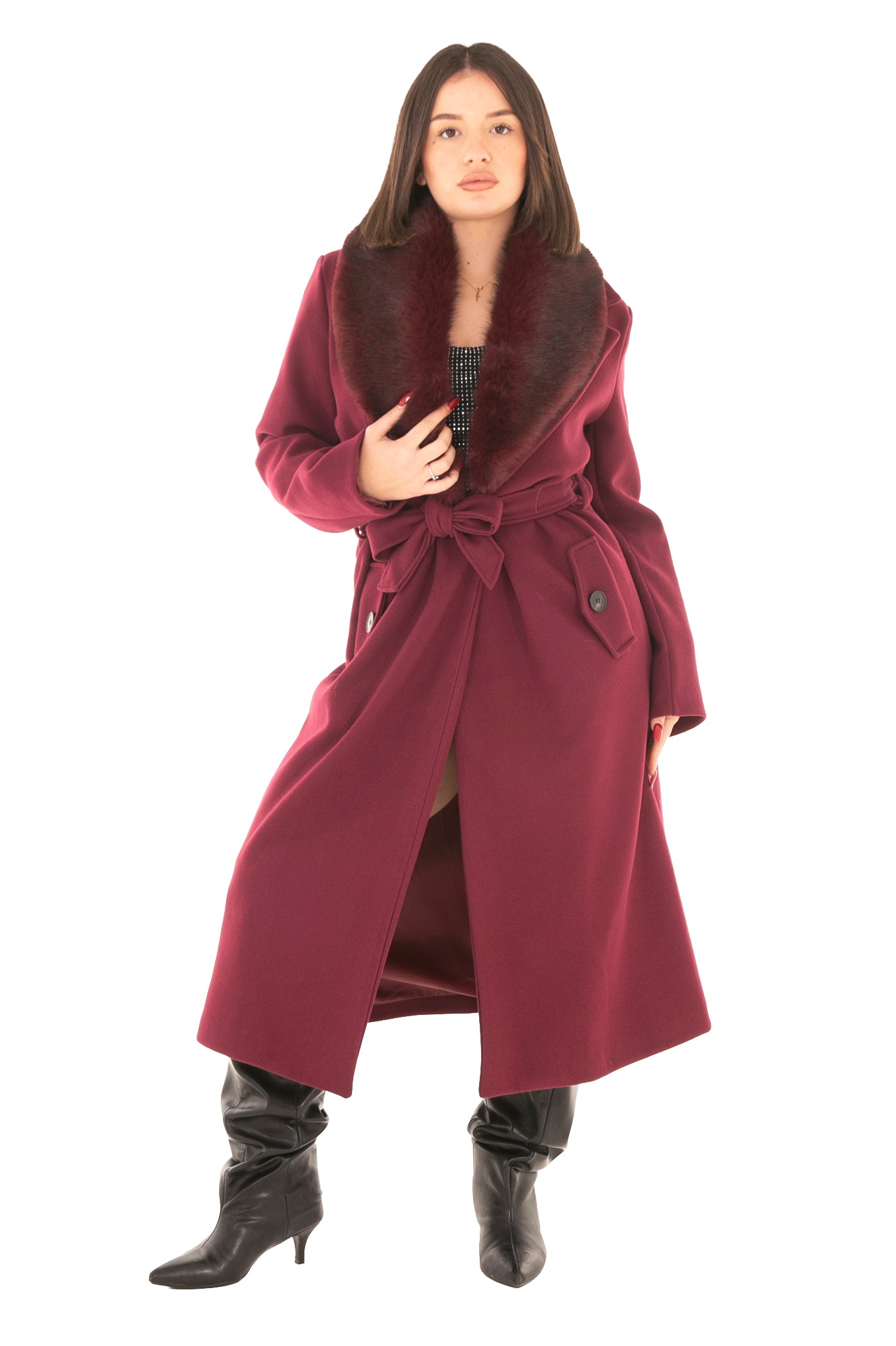 Cappotto glamour bordeaux