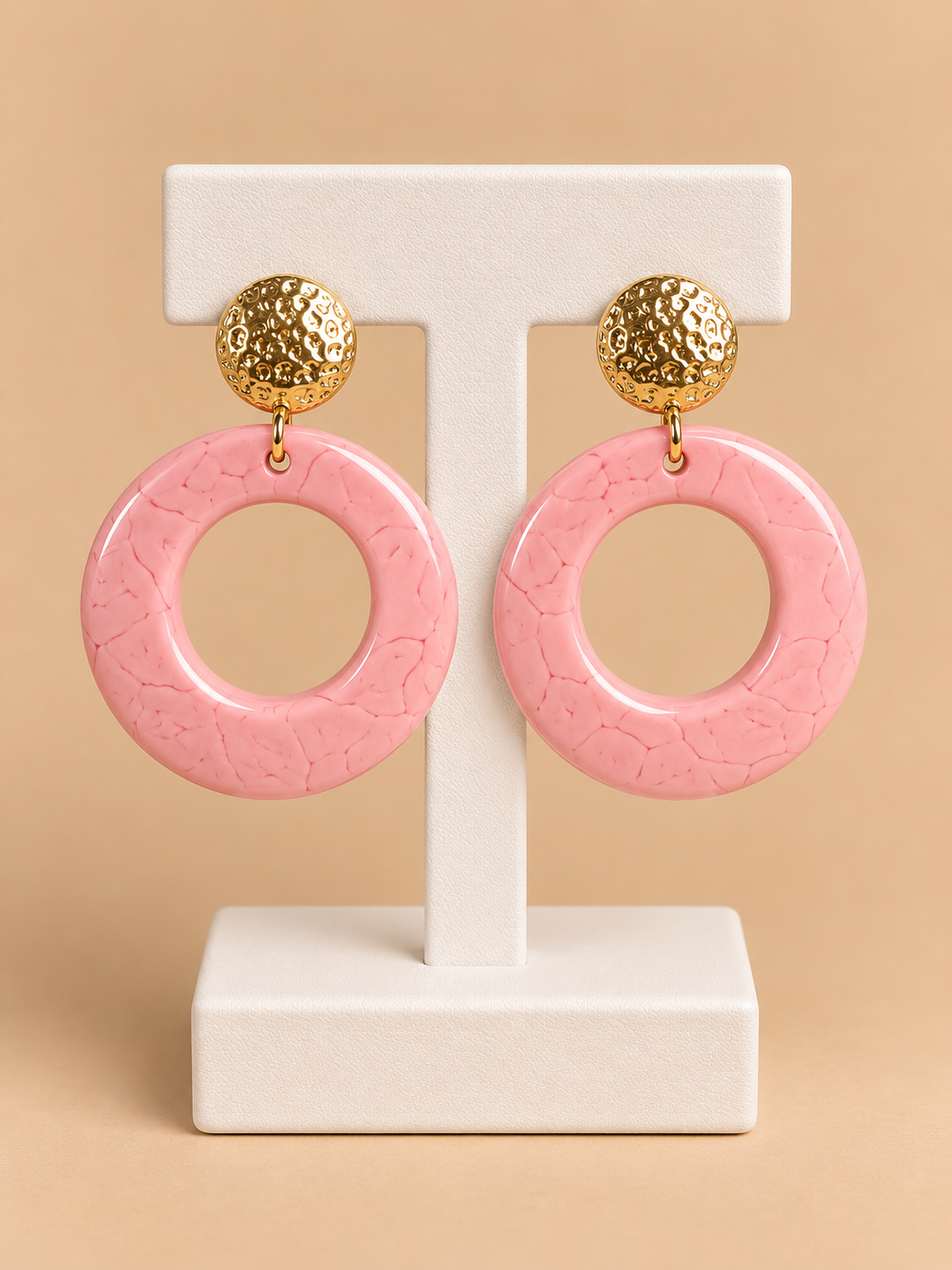 Orecchini Maxi Cerchio rosa e Oro