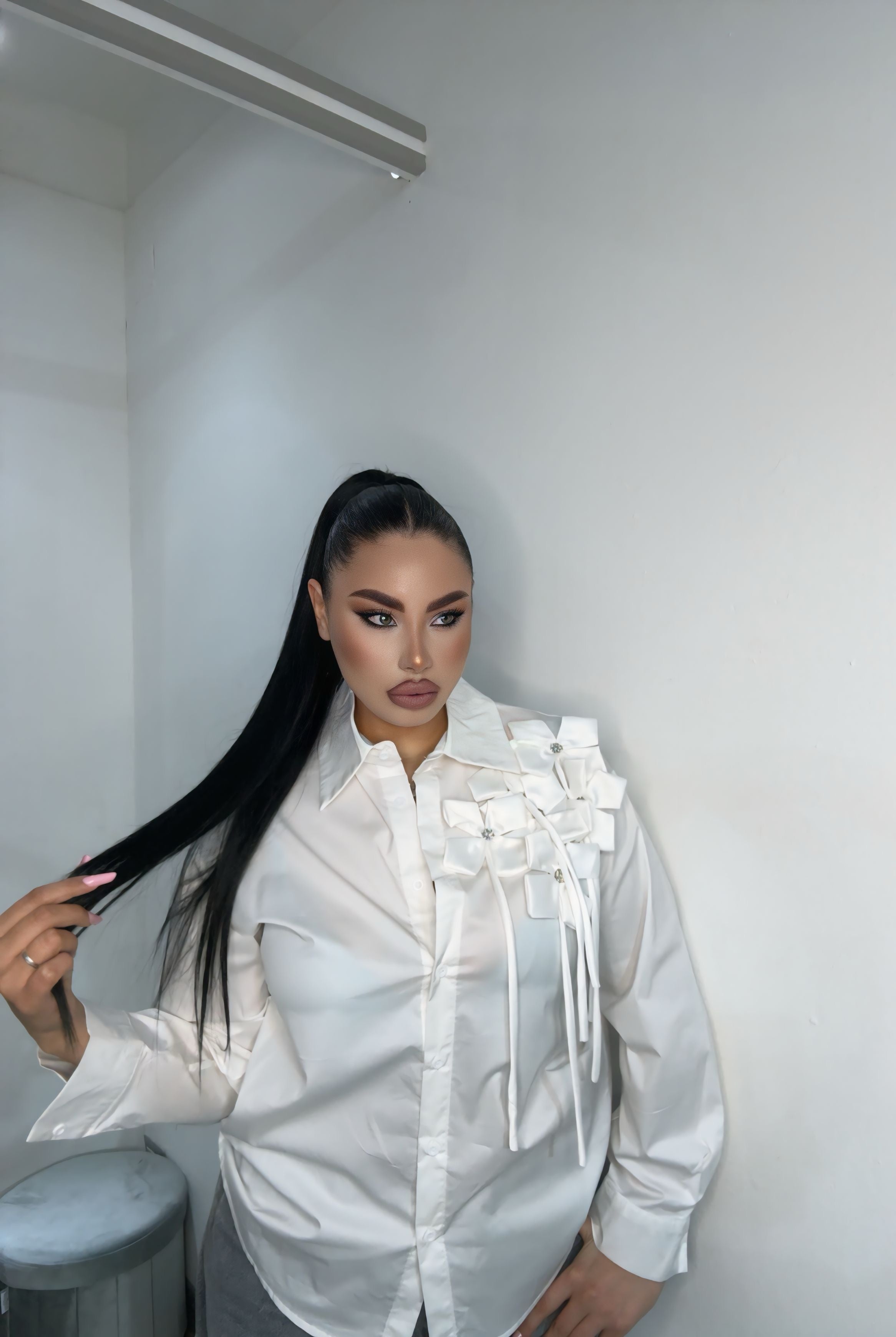 Camicia flowers white