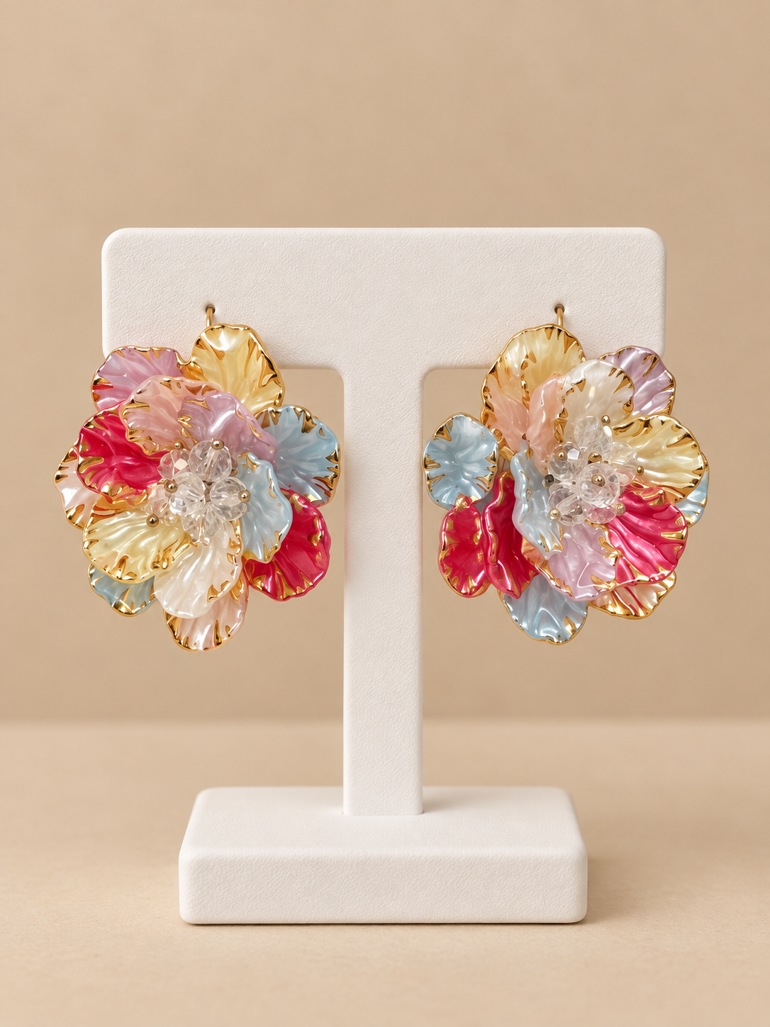 Orecchini Fiori Multicolor Dorati