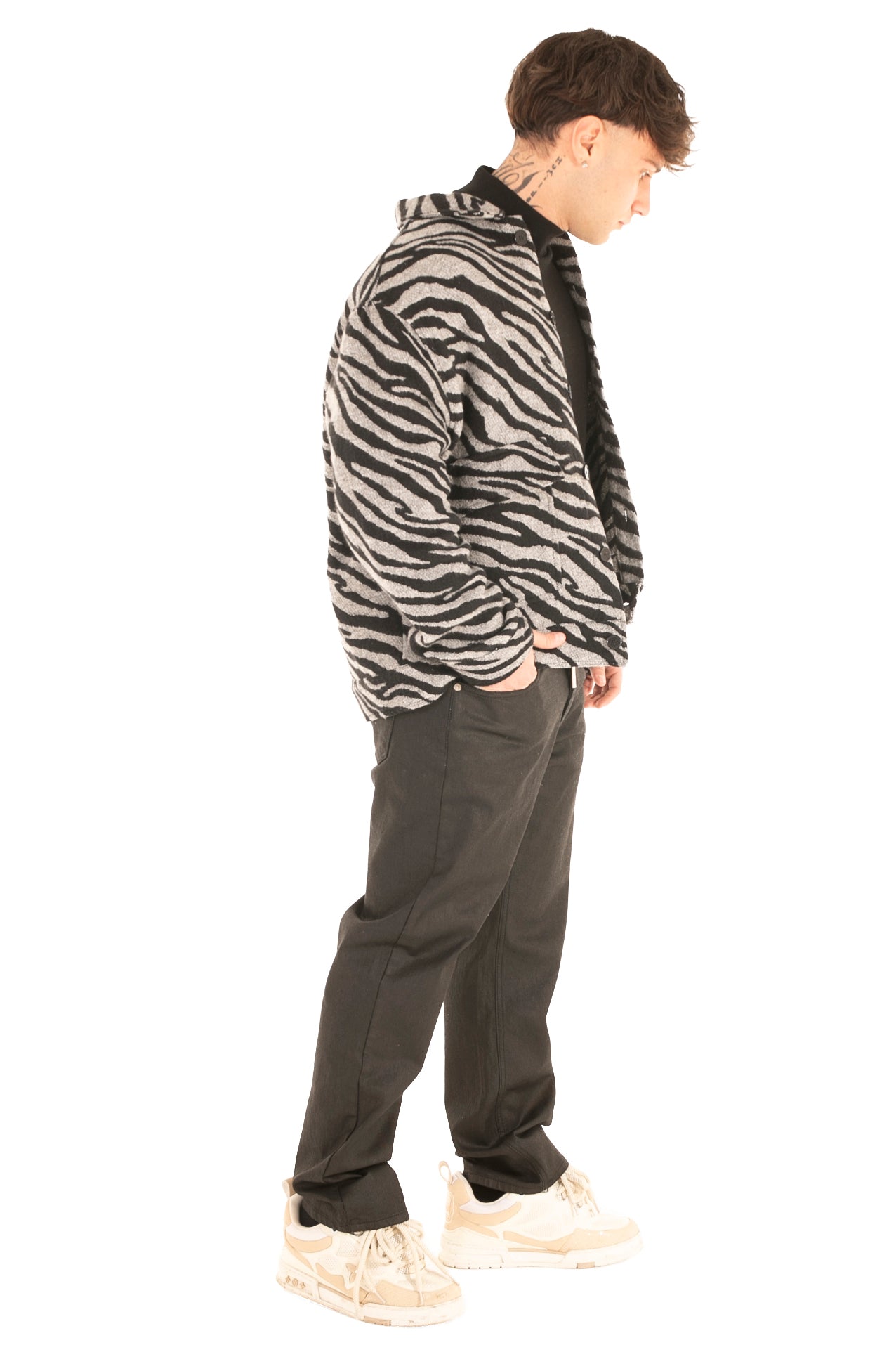 JEANS STRAIGHT FIT SPALMATO BLACK