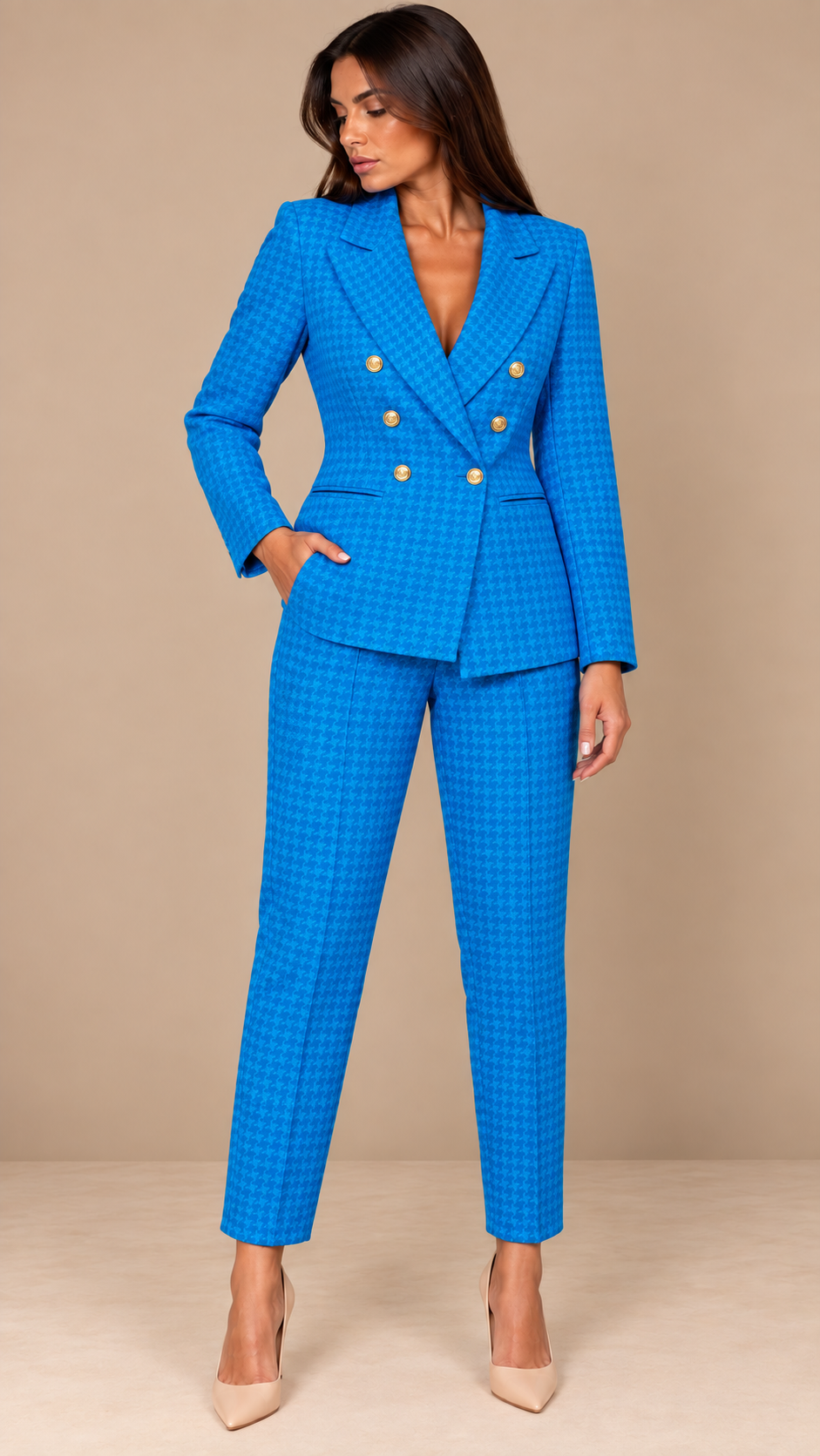 Tailleur Pied-de-Poule Azzurro