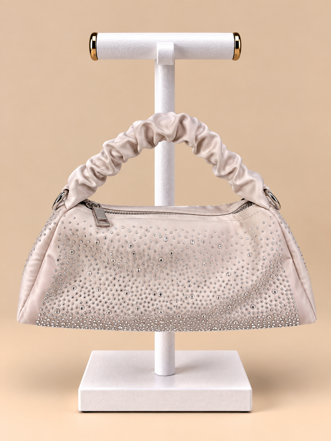 Borsa rosa cipria Elegante con Dettagli Luminosi e Tracolla