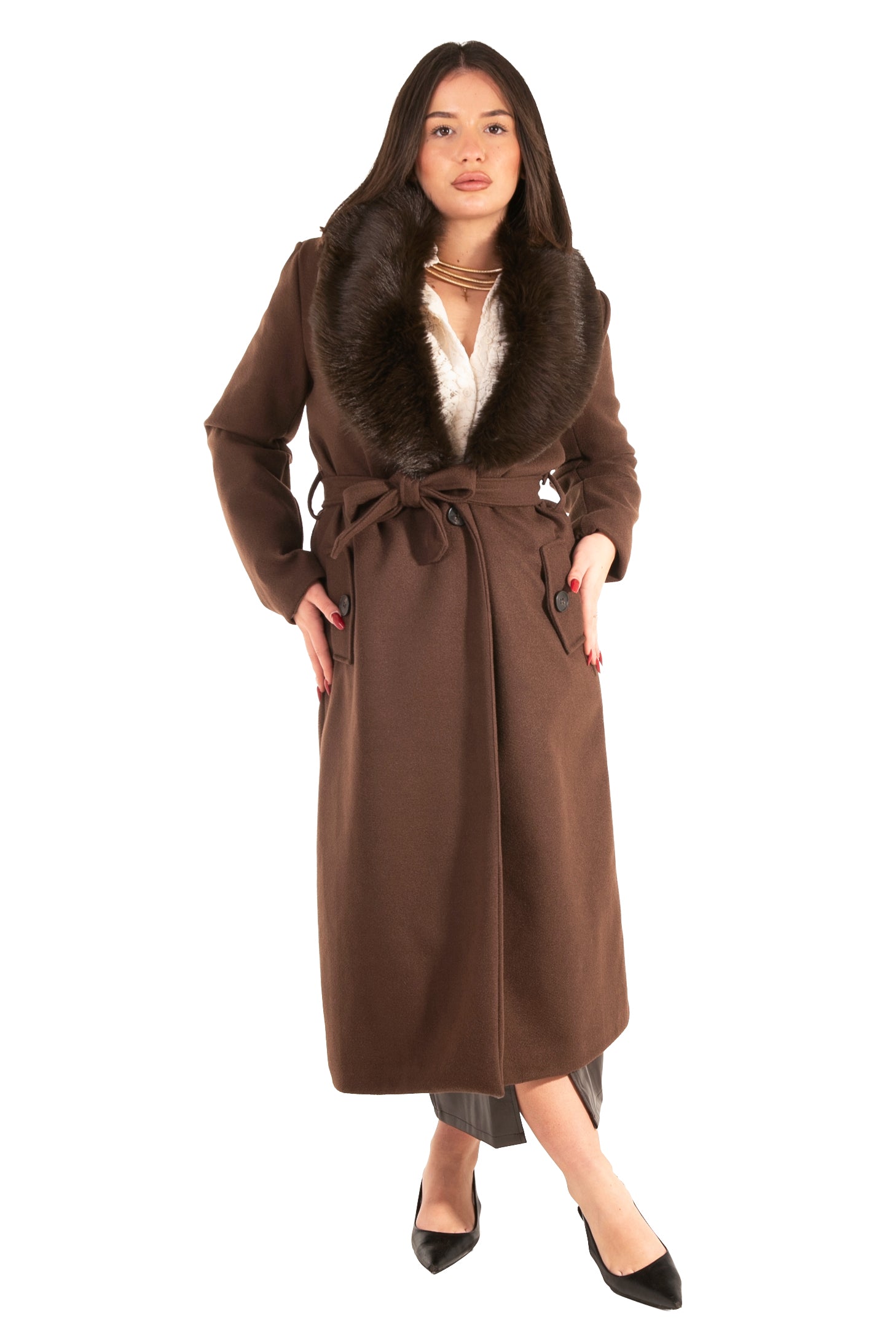 Cappotto glamour marrone