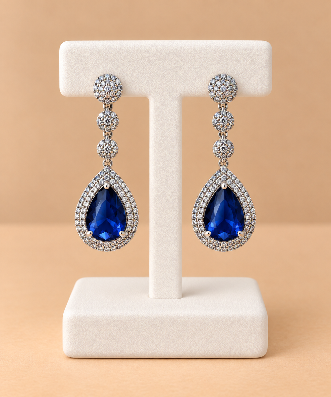 Orecchini goccia blu e cristalli