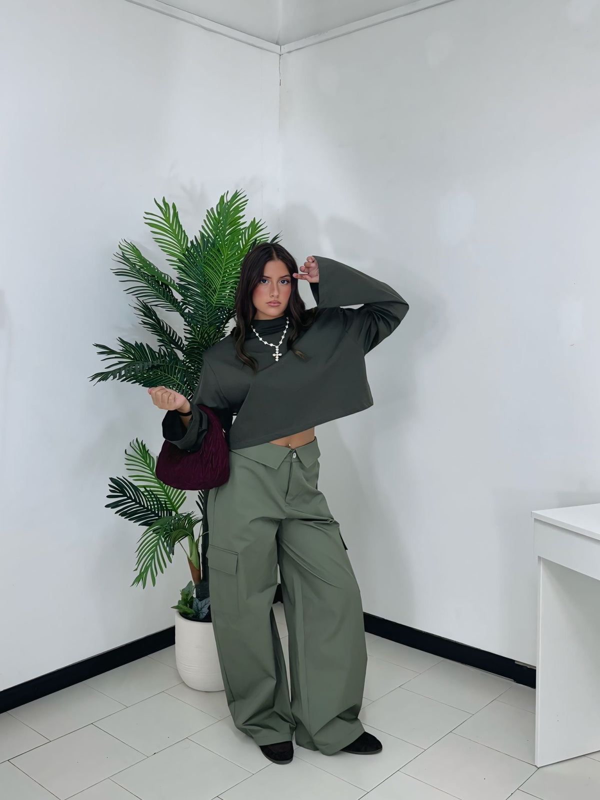 Pantalone Cargo Wide Leg