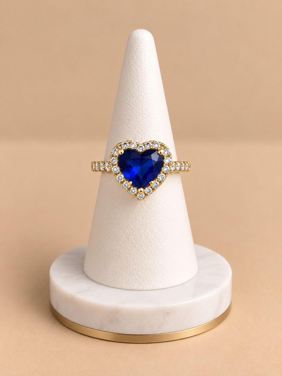 Anello Cuore Blu Royal con Cristalli