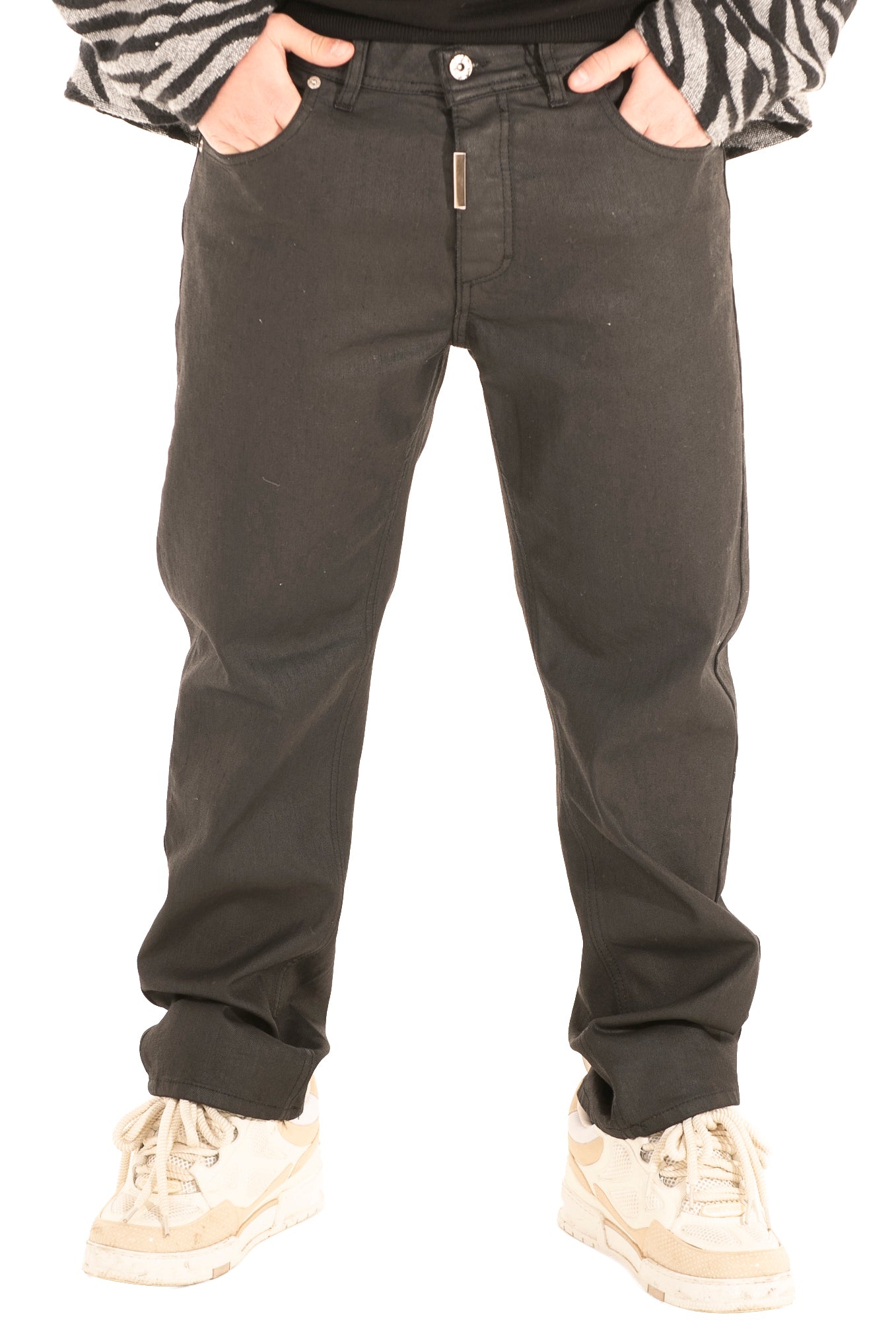 JEANS STRAIGHT FIT SPALMATO BLACK