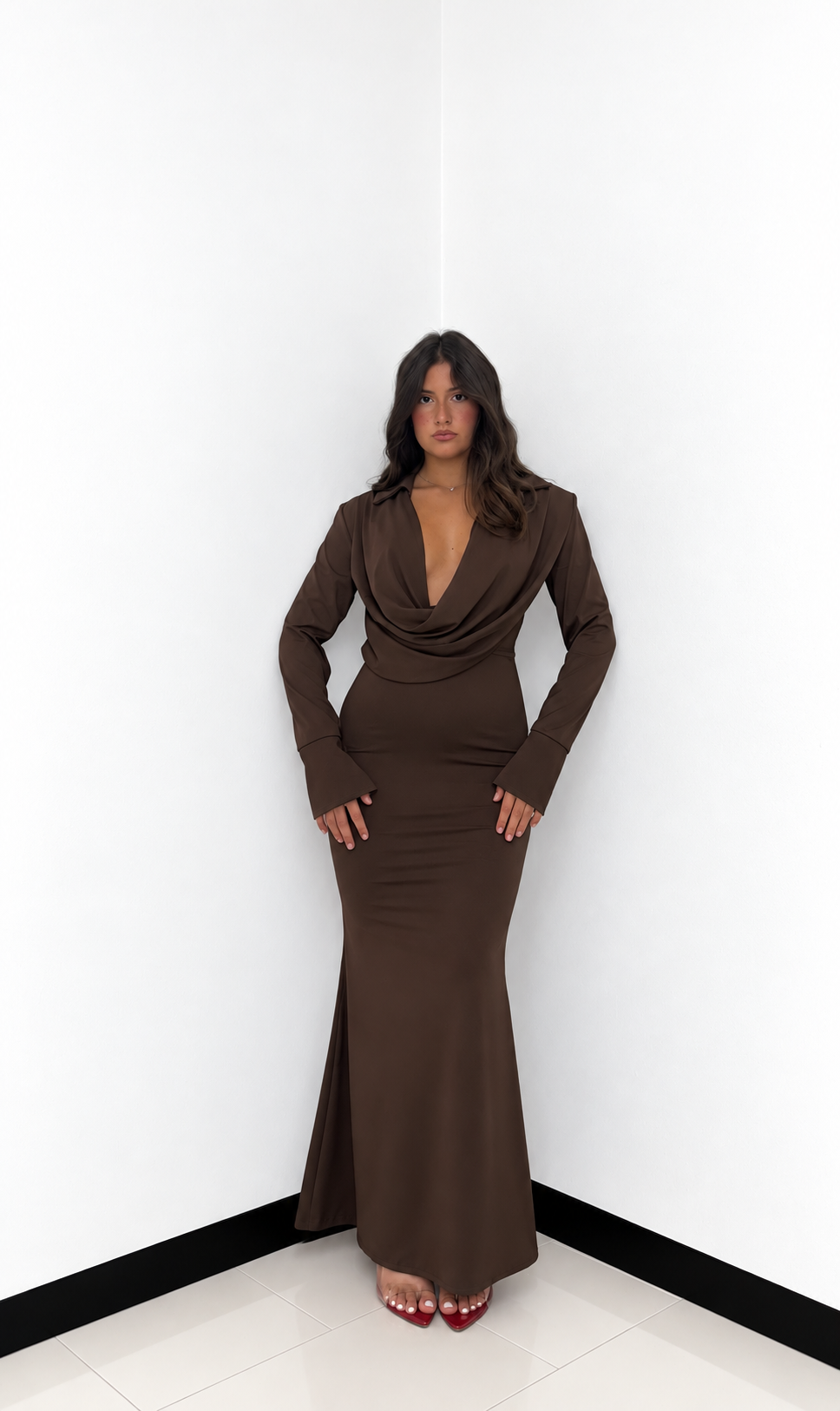 ABITO ELEGANCE DRAPE BROWN