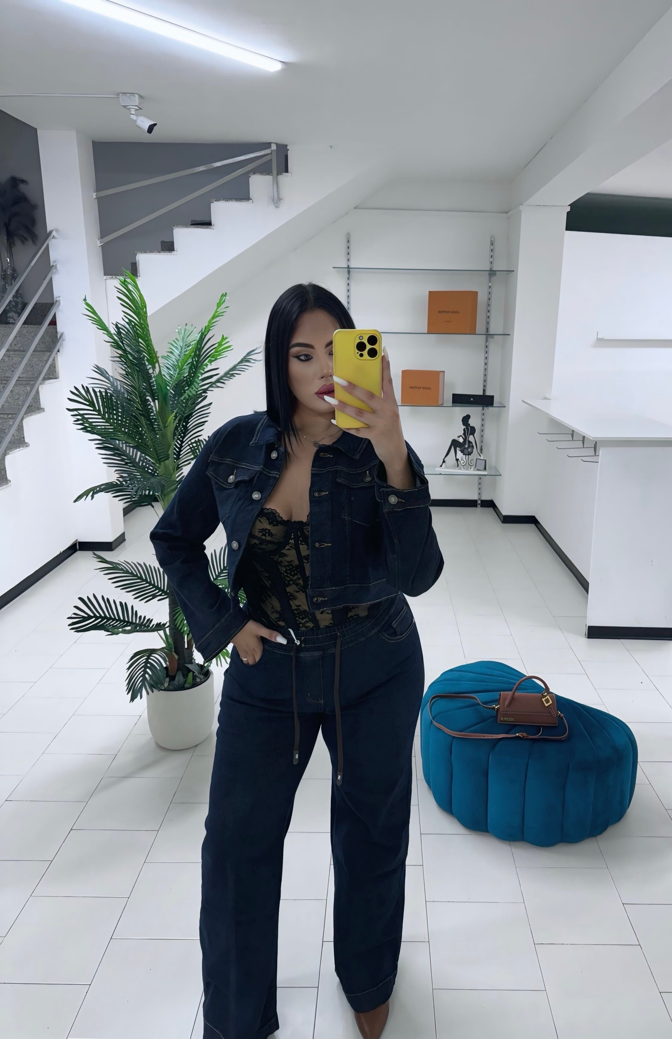 Coordinato in denim curvy