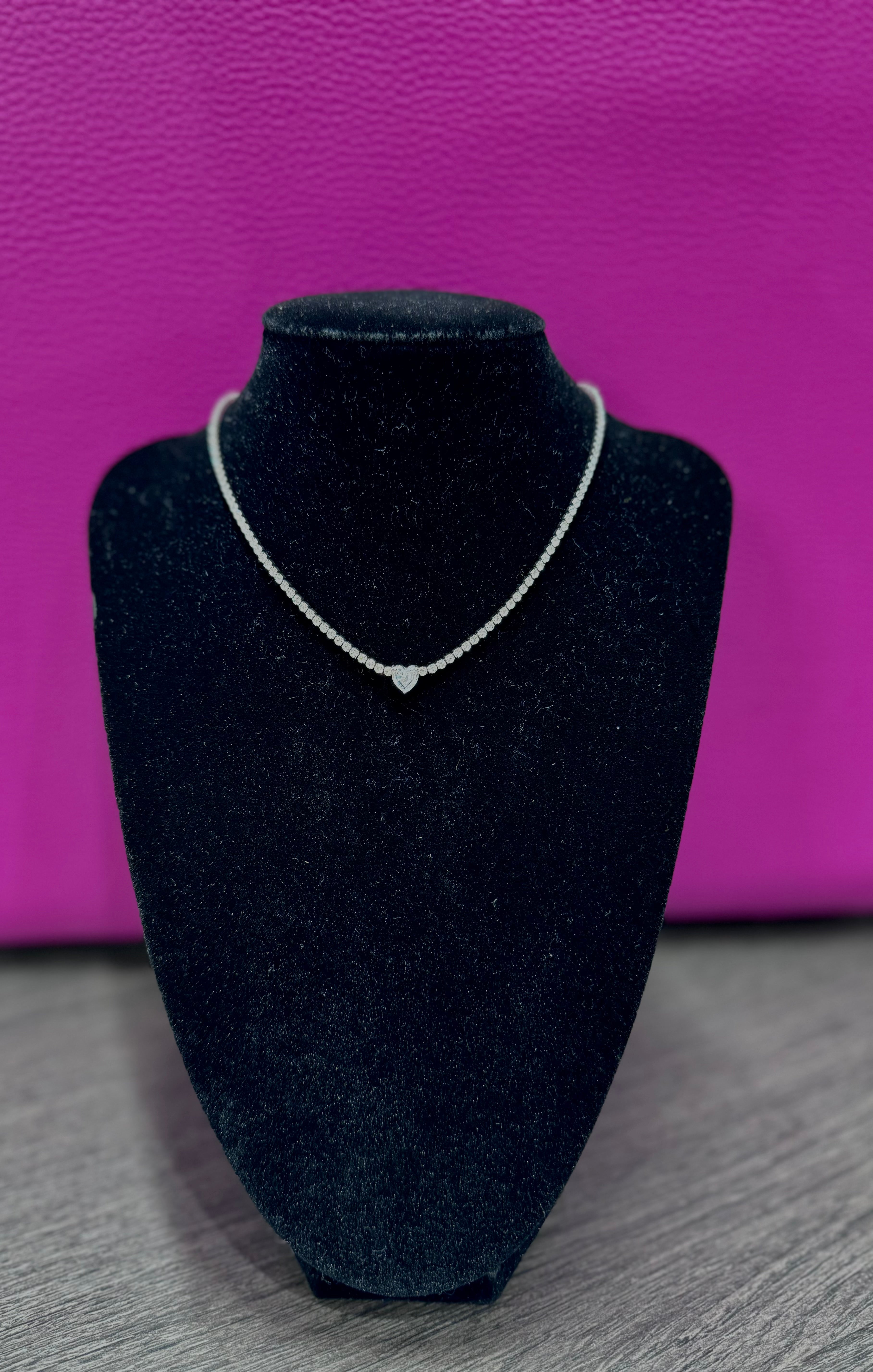 Collana cuore tennis argento