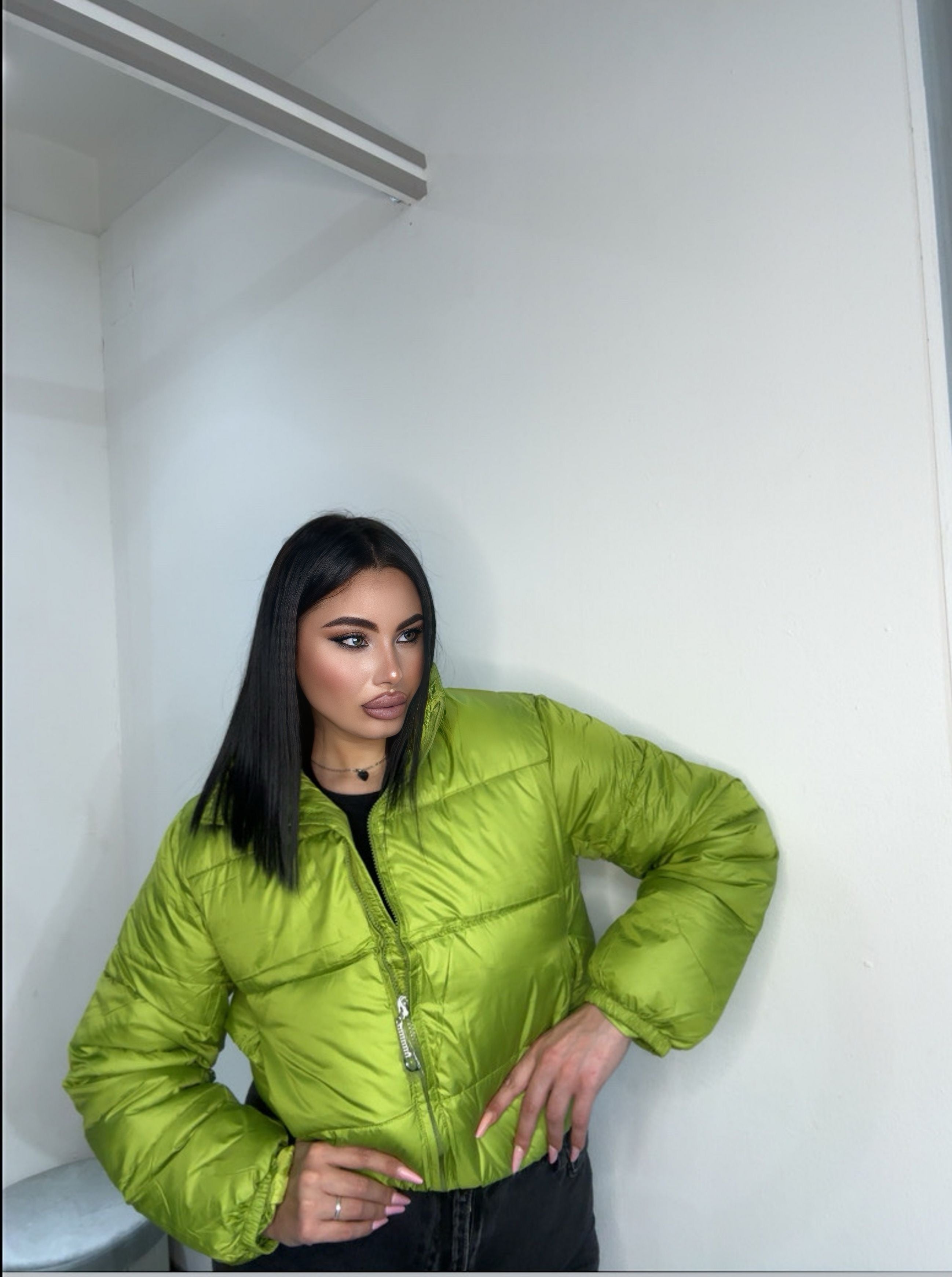 Bomber crop verde lime