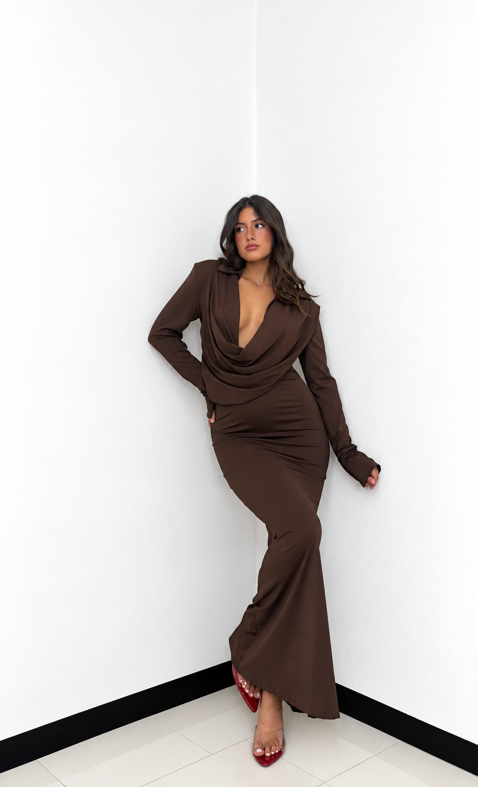 ABITO ELEGANCE DRAPE BROWN