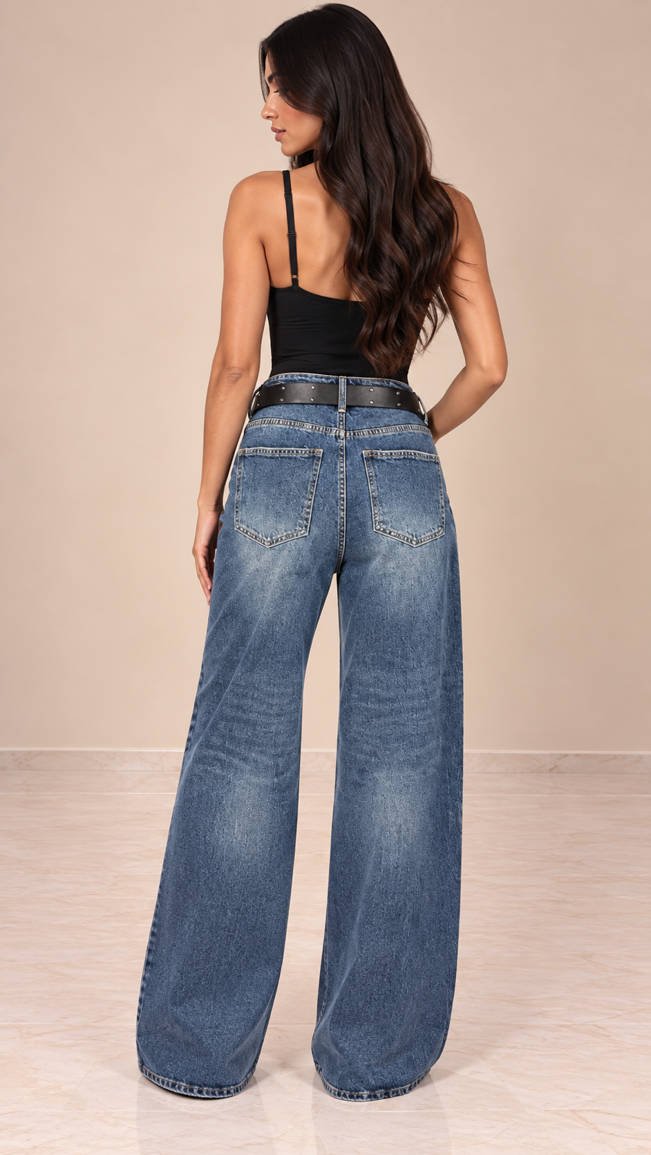 Jeans Palazzo Studded Belt