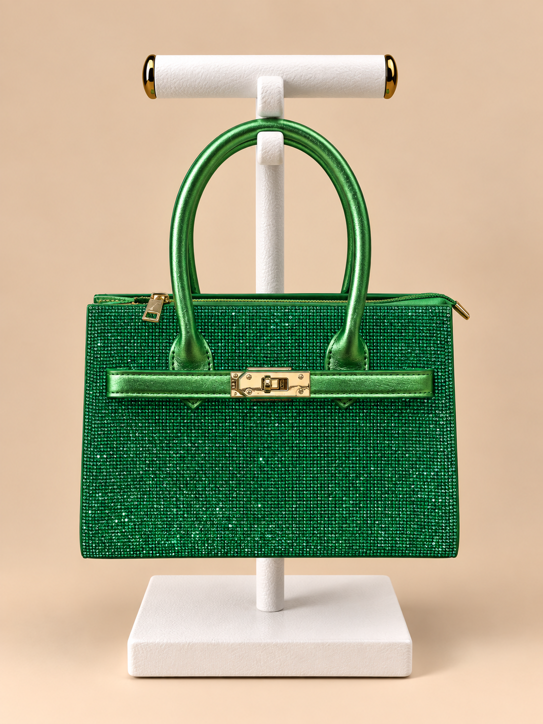 Borsa Verde Elegante con Dettagli Luminosi e Tracolla