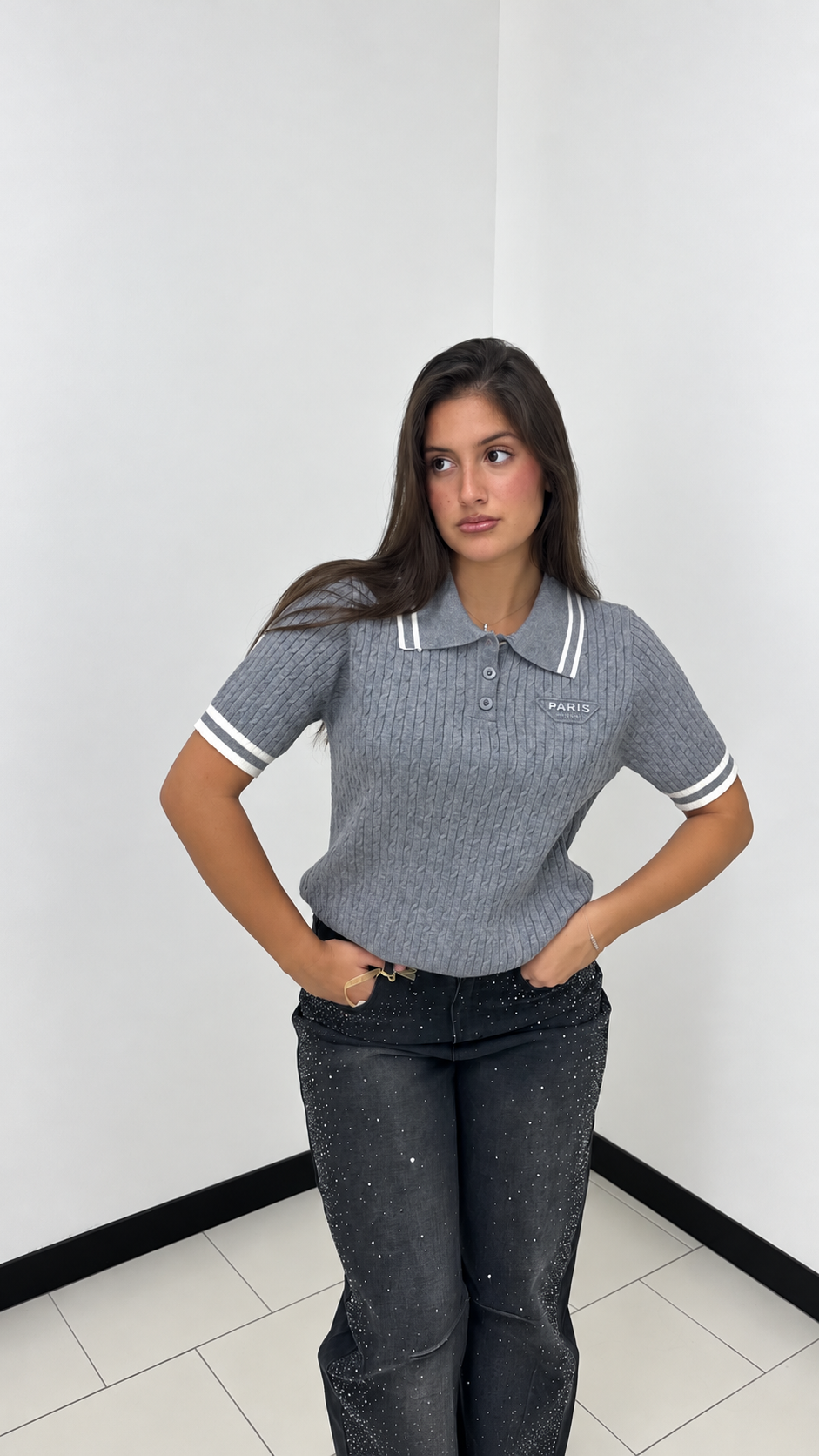 Maglia Paris Chic a Costine Grey