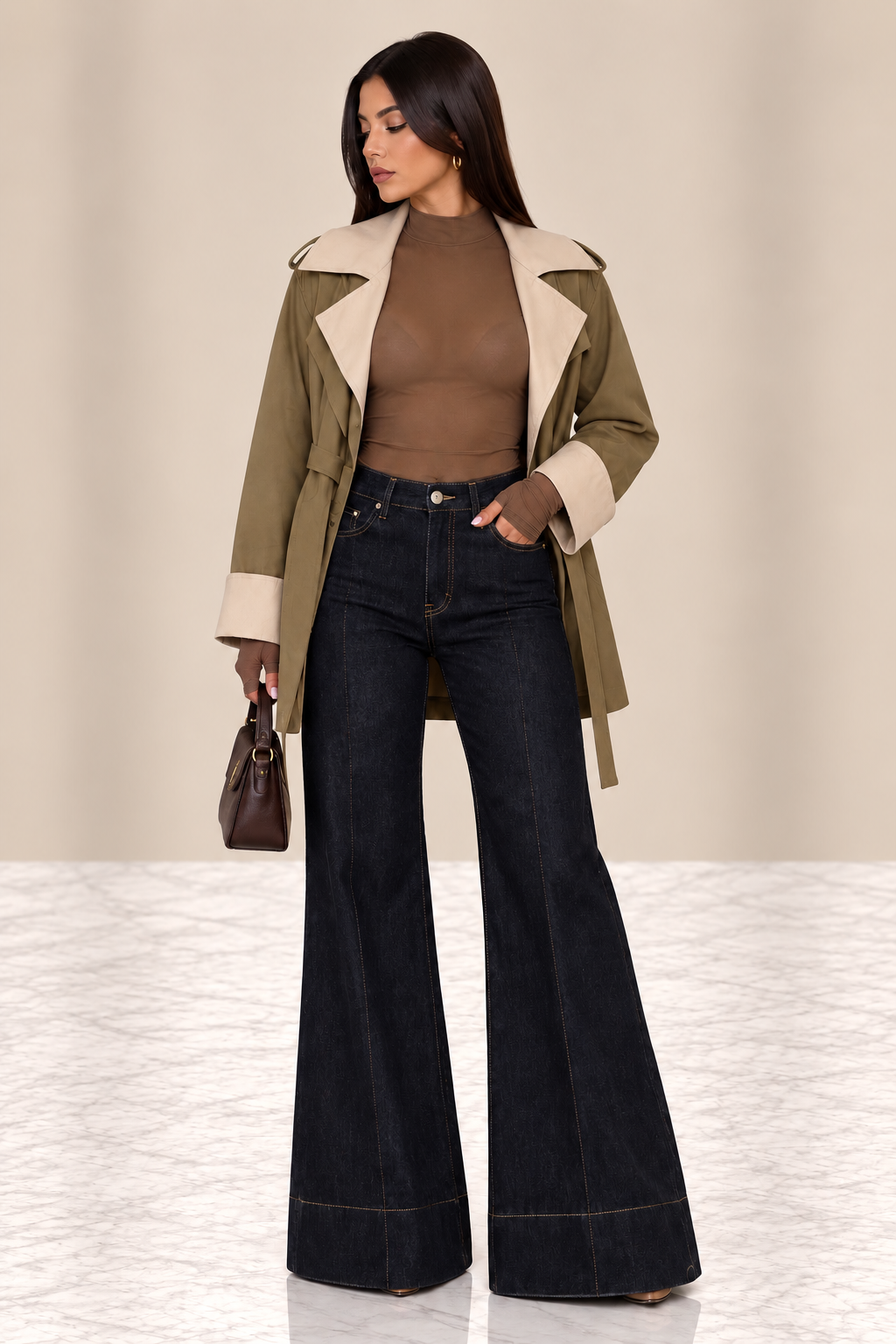Jeans Wide Leg Dark Denim