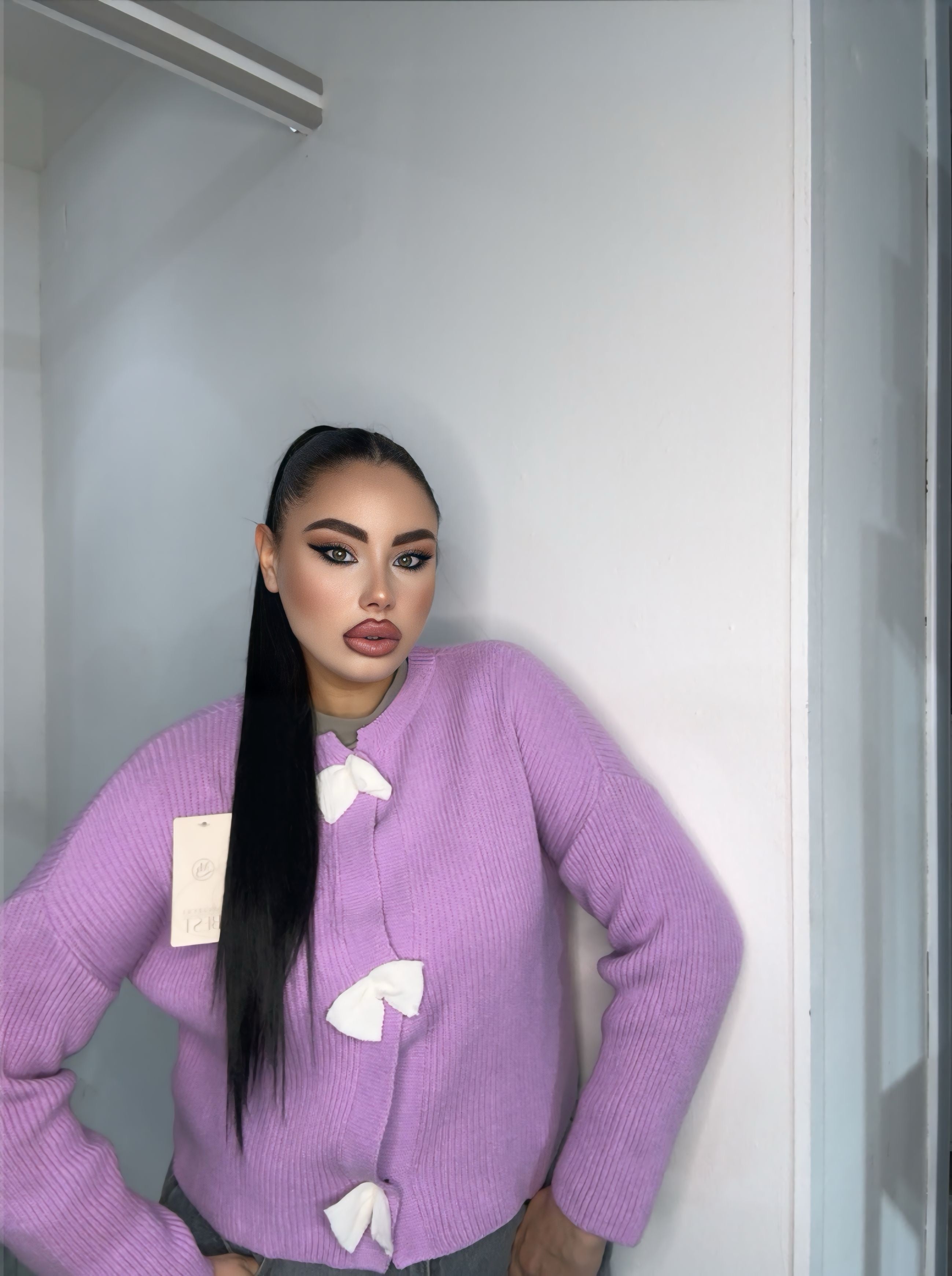 Cardigan fiocco lilla