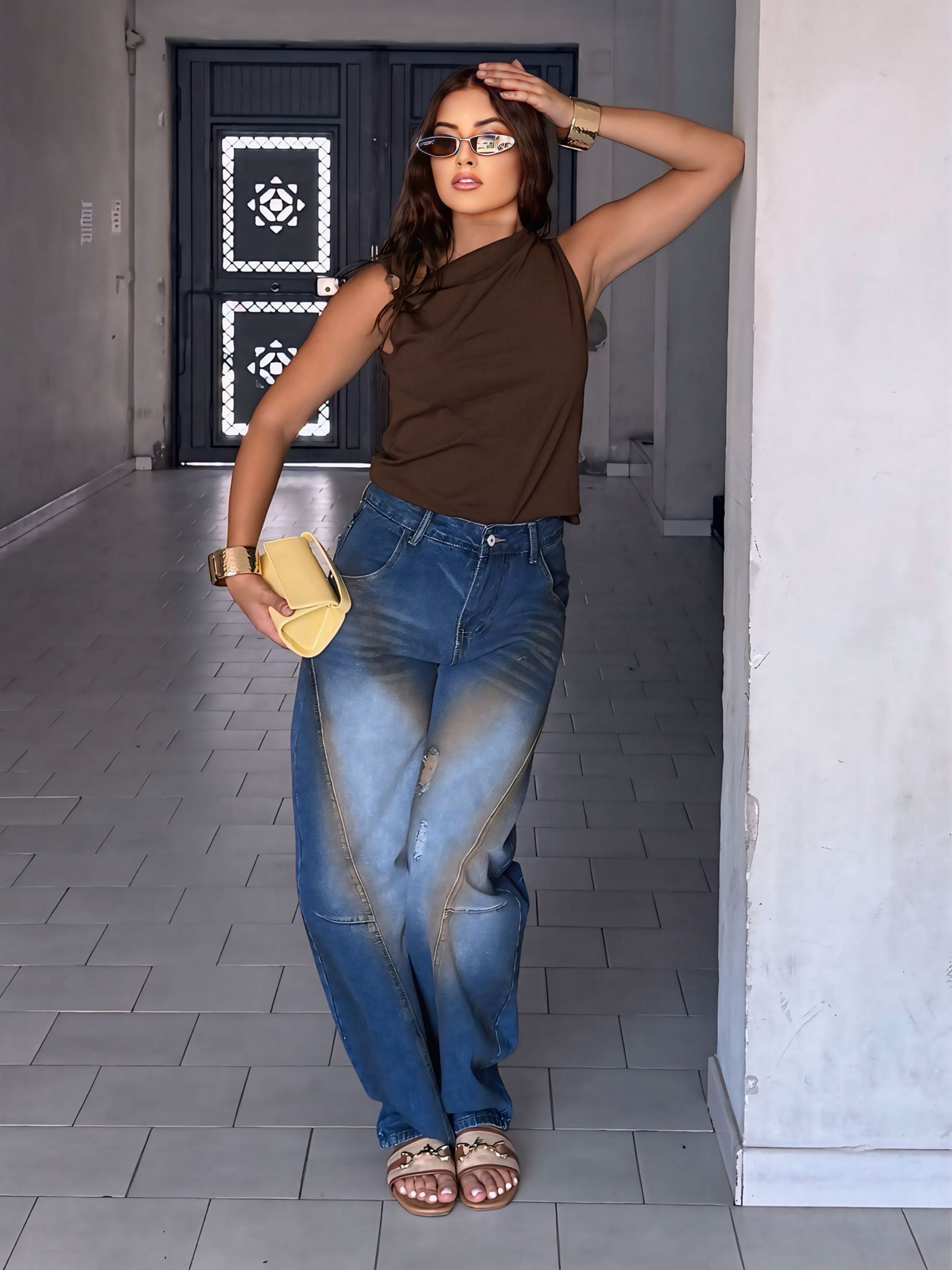 Jeans baggy sabbiato