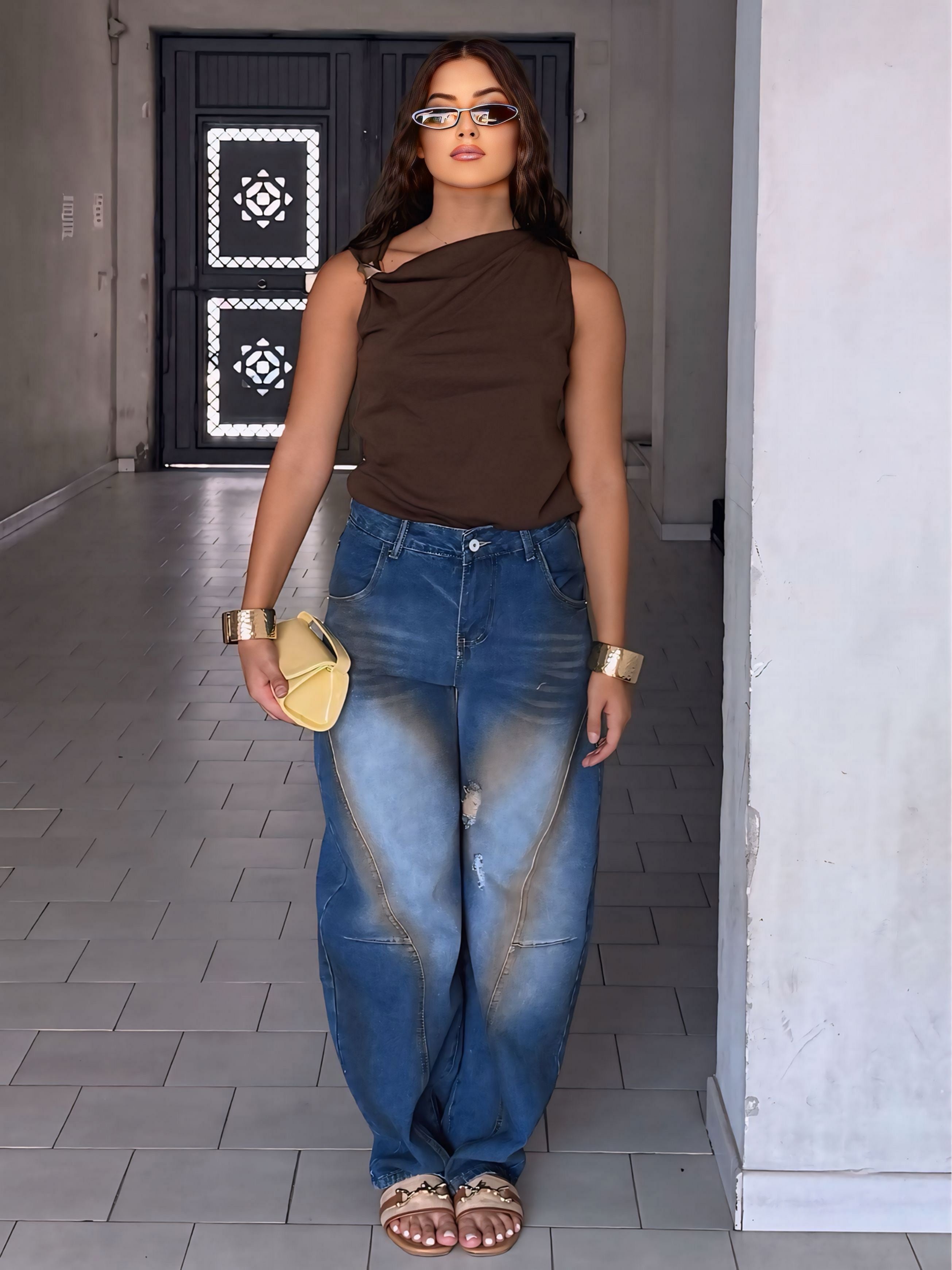Jeans baggy sabbiato