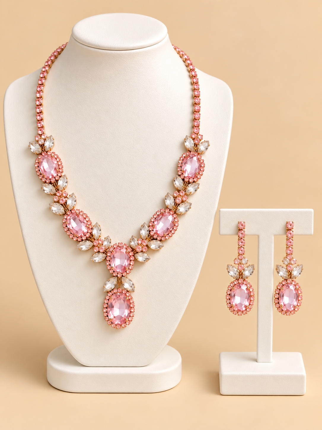 Set Gioielli Rosa gold – Collana e Orecchini Eleganti
