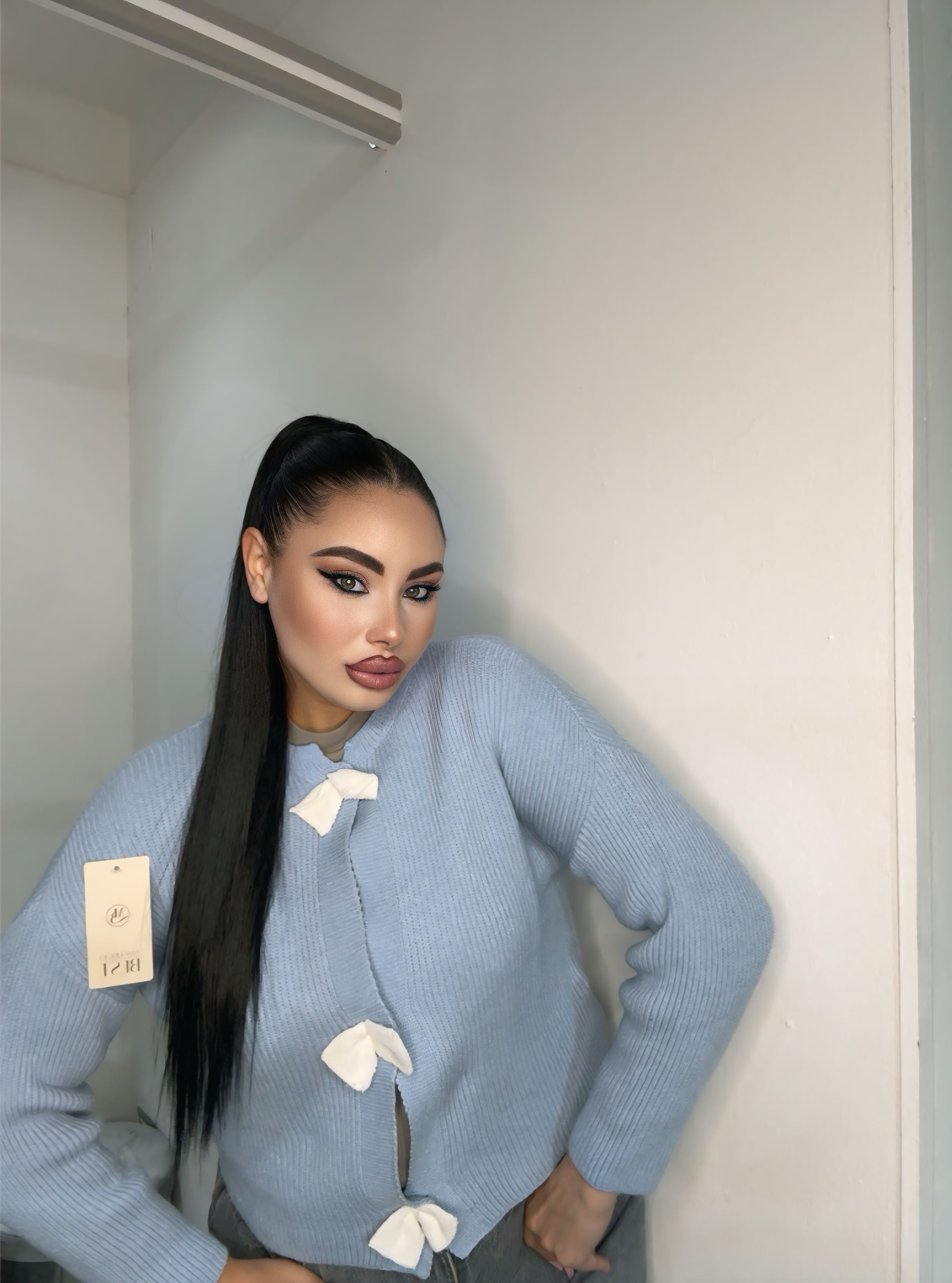 Cardigan fiocco azzurro