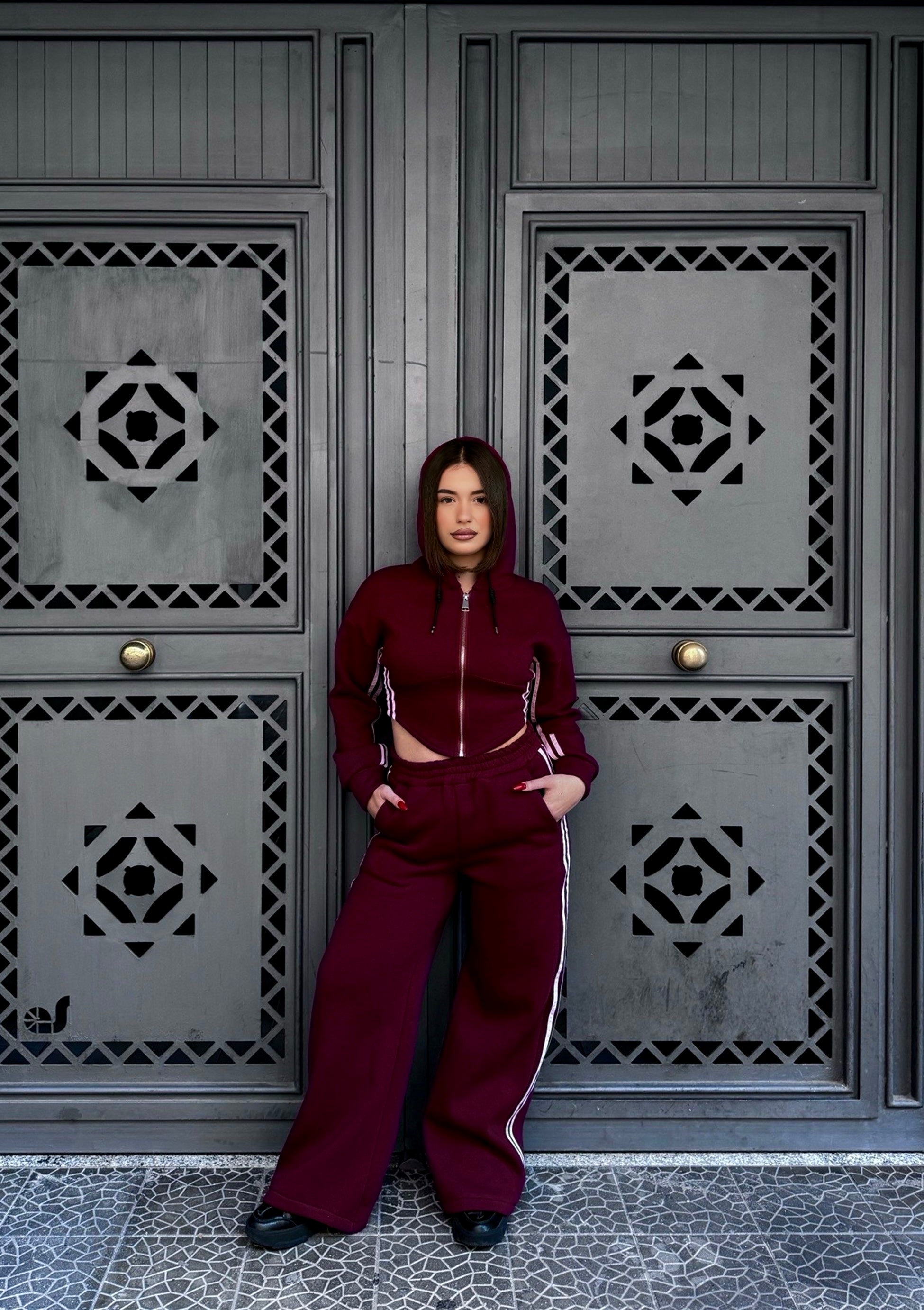 Coordinato tuta bordeaux