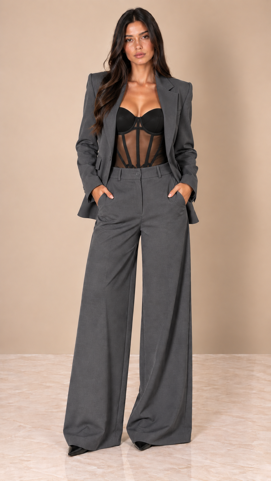 Tailleur Palazzo Charcoal