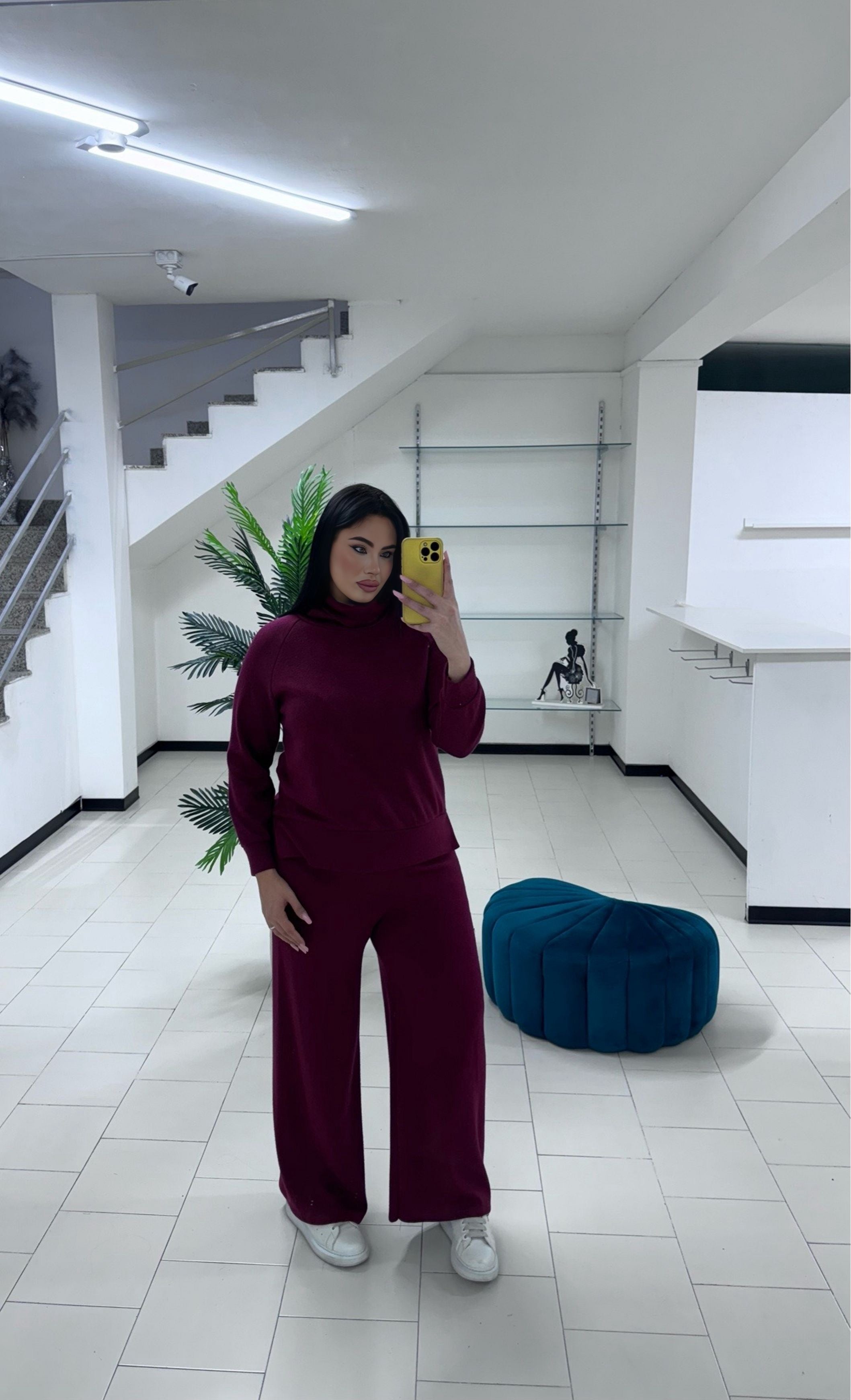 Coordinato lana rasata bordeaux