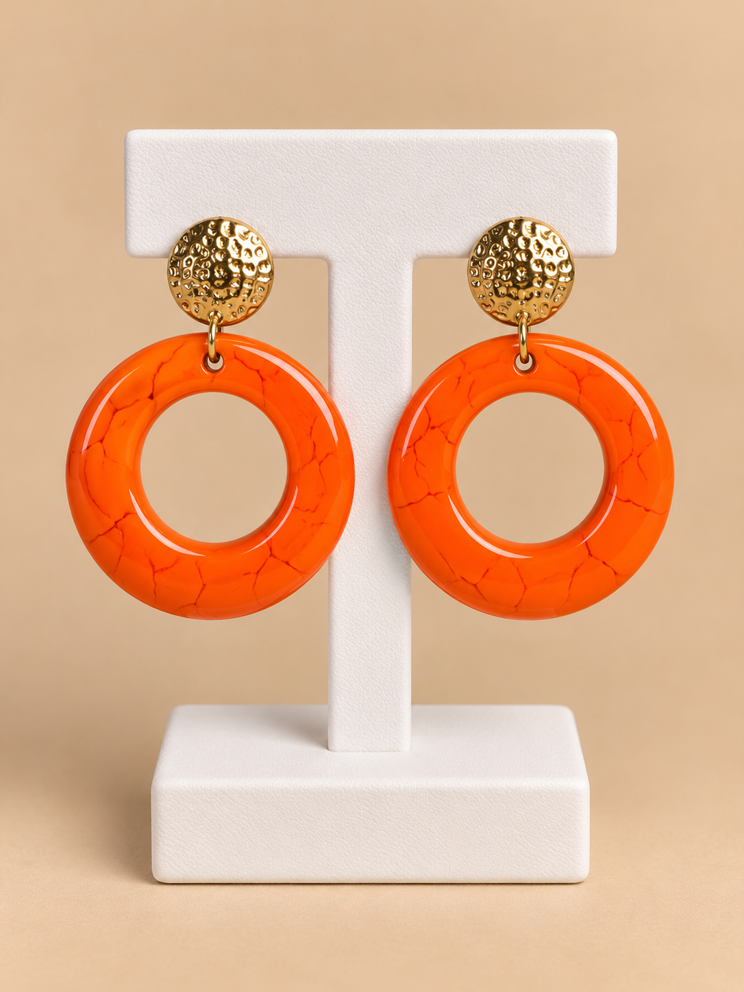 Orecchini Maxi Cerchio arancio e Oro