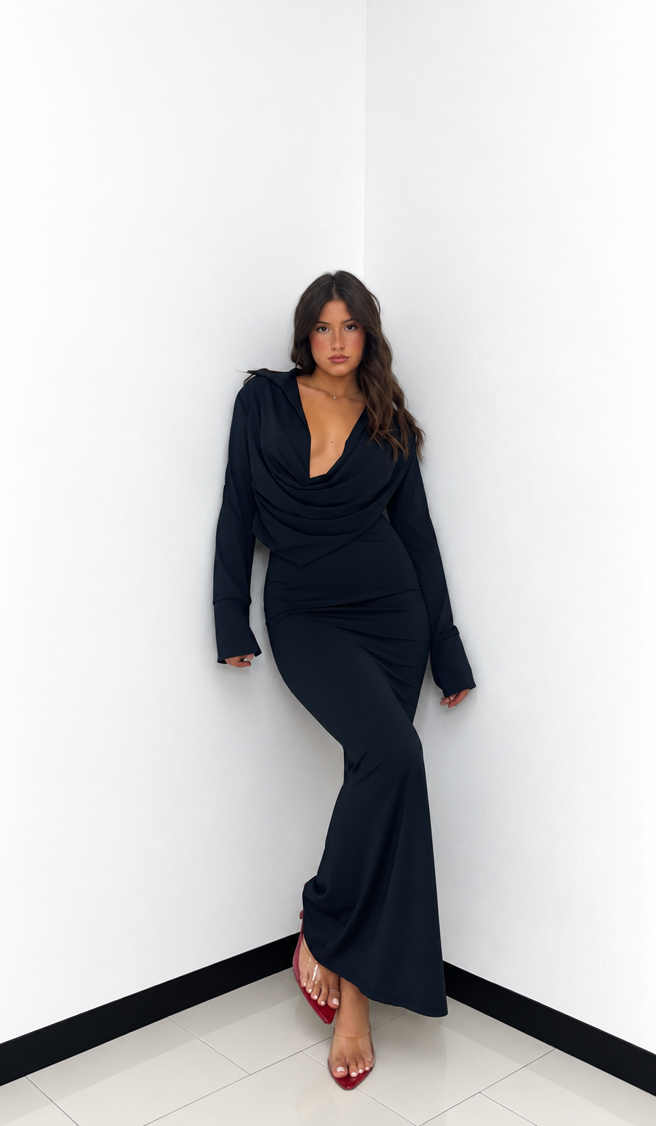 ABITO ELEGANCE DRAPE BLACK