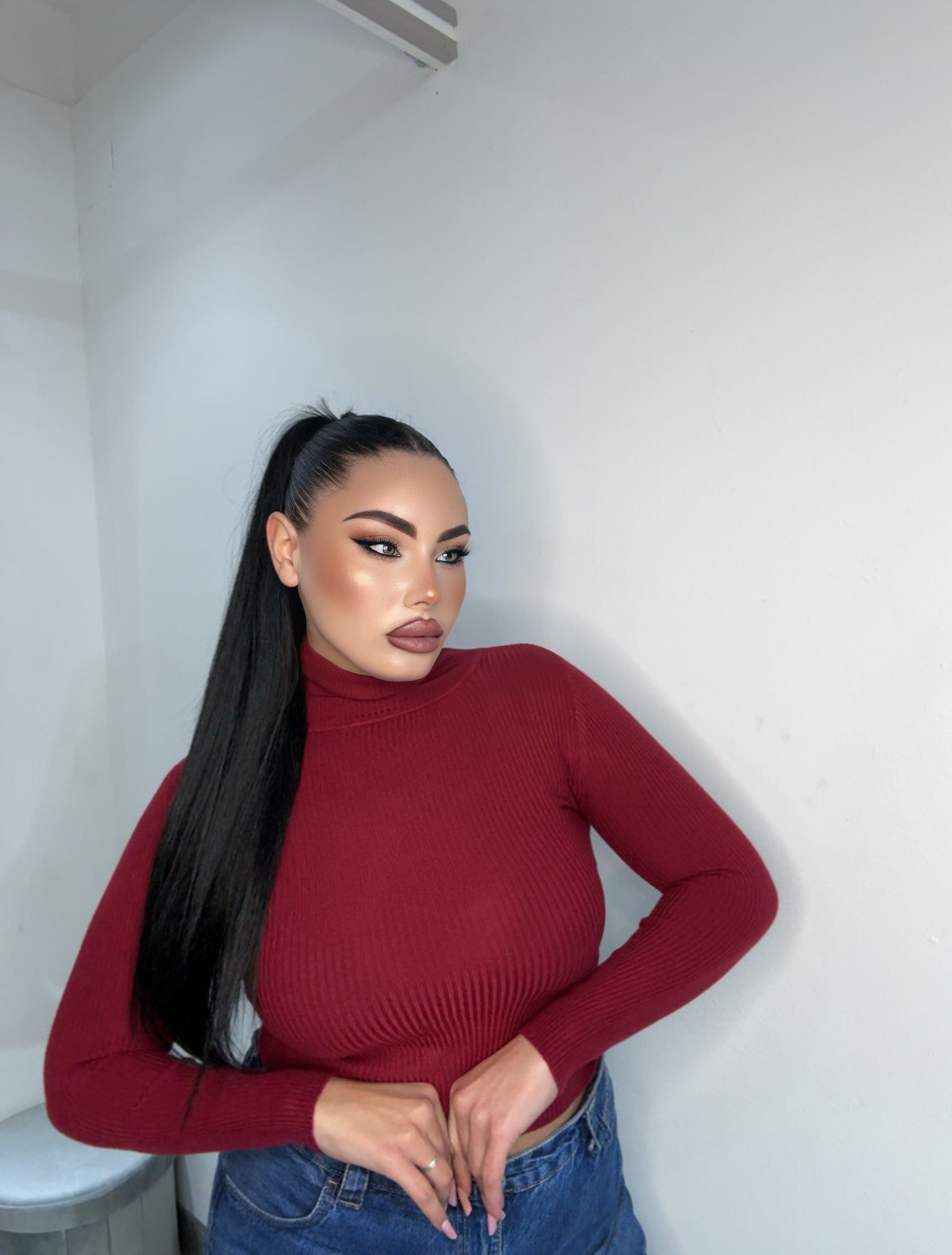 Maglioncino crop bordeaux