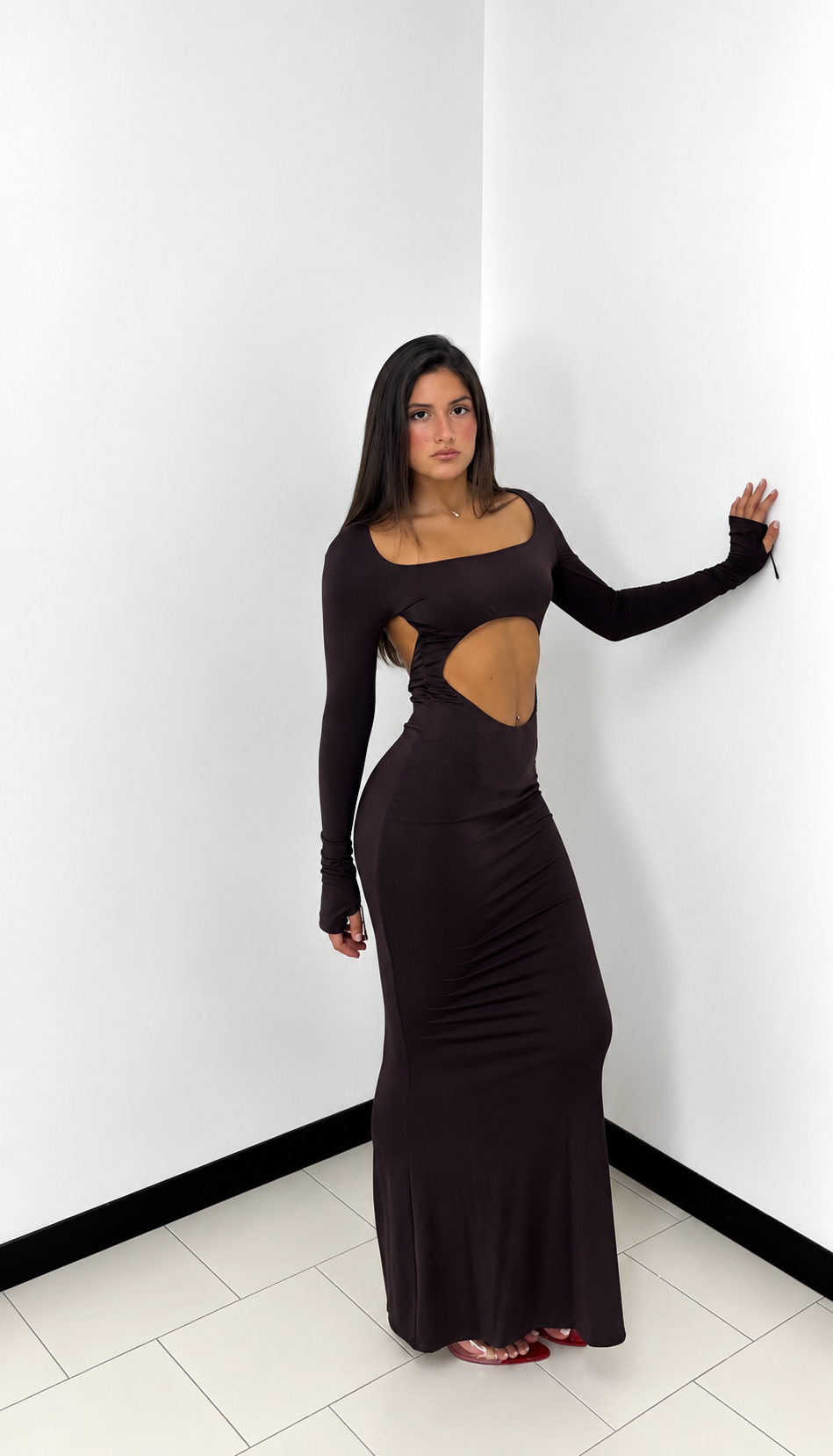 Abito second skin chocolate brown