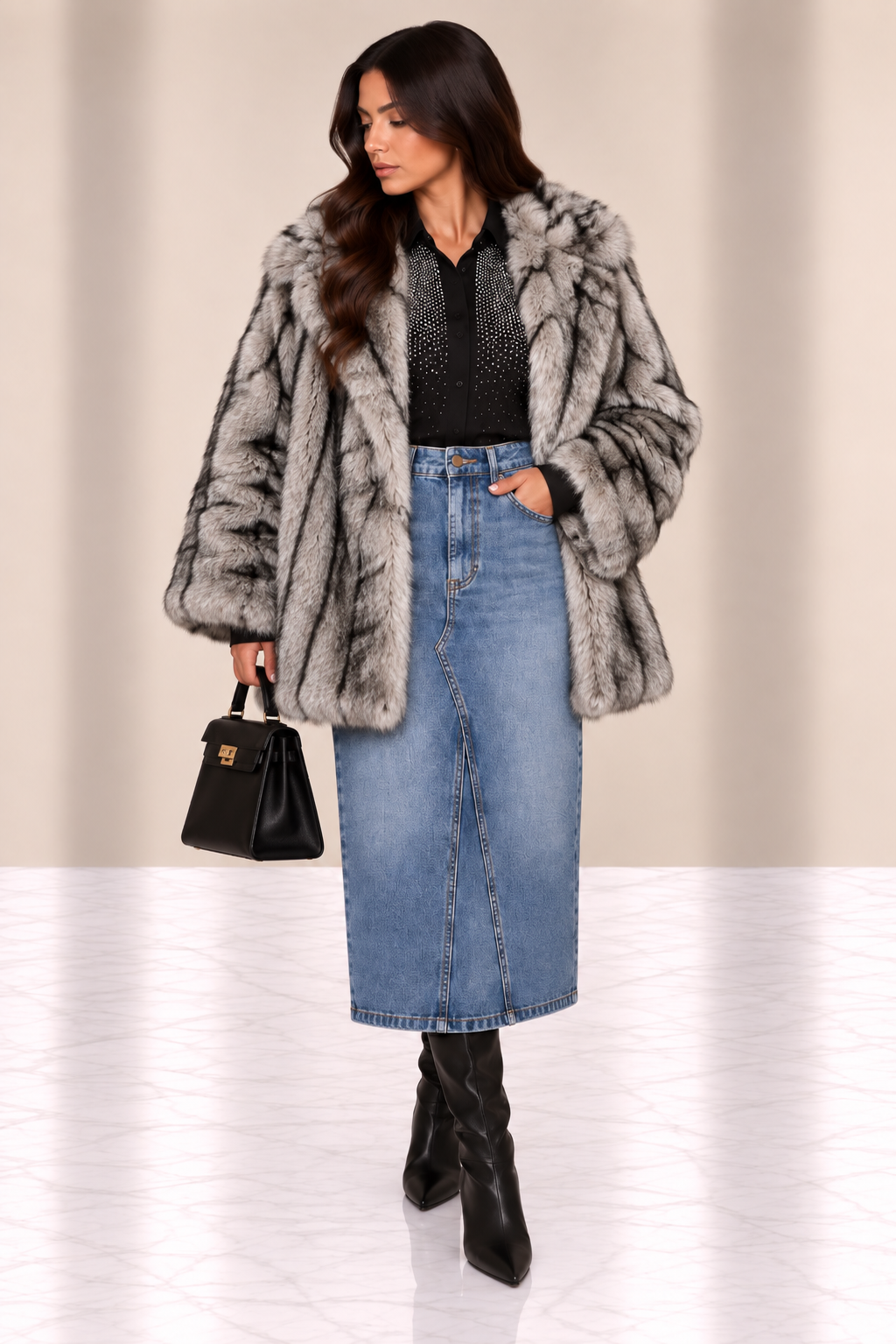 Gonna Longuette Denim Vintage