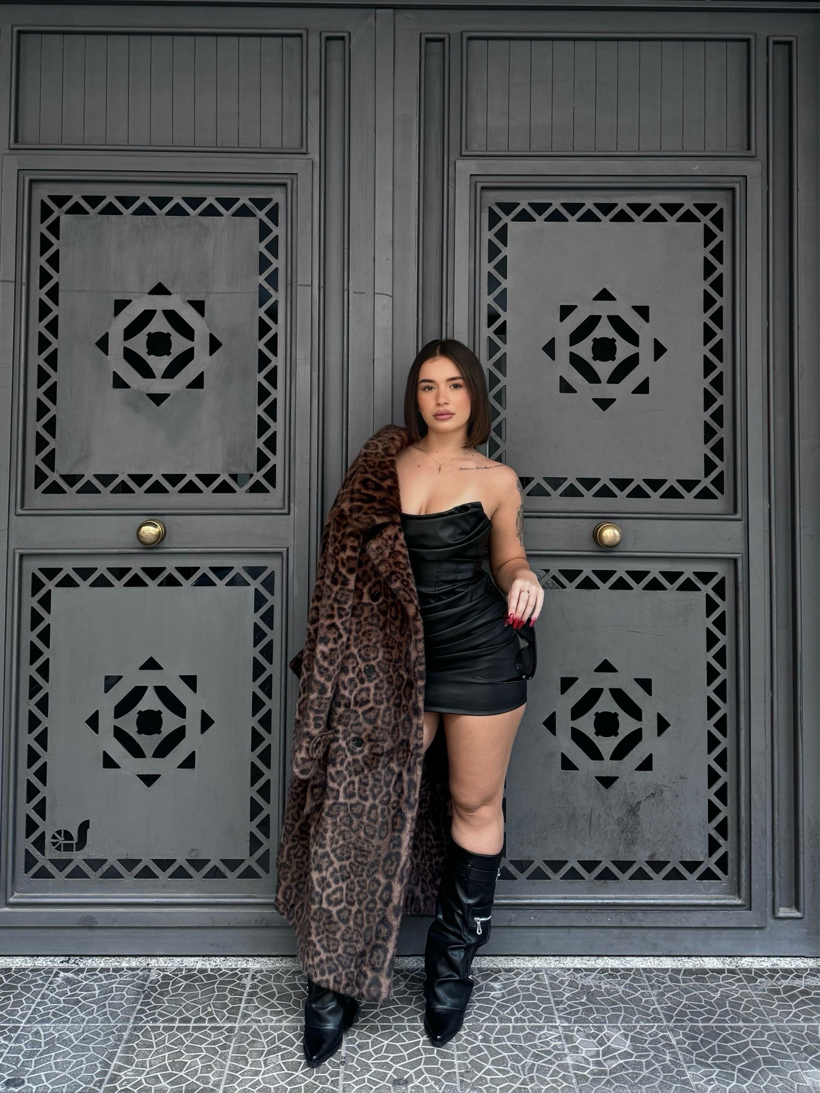 Mini dress in ecopelle black