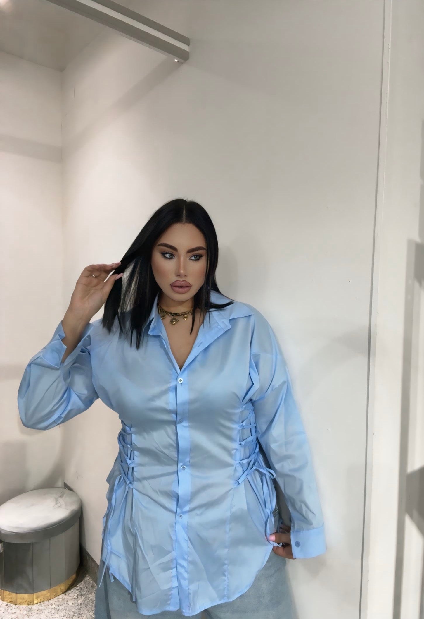 Camicia azzurra curvy