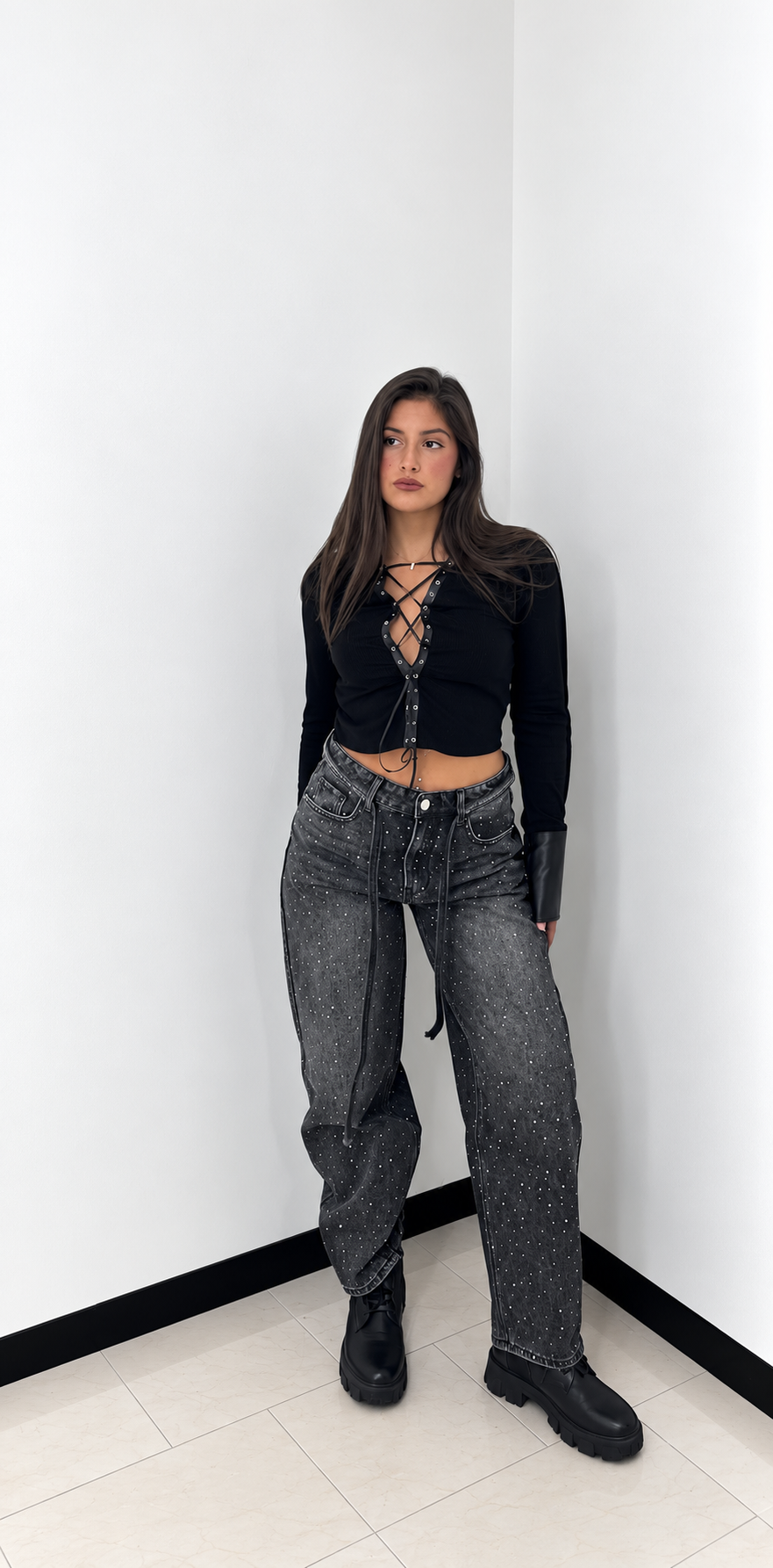 Jeans Balloon Sparkle – Grigio Dark