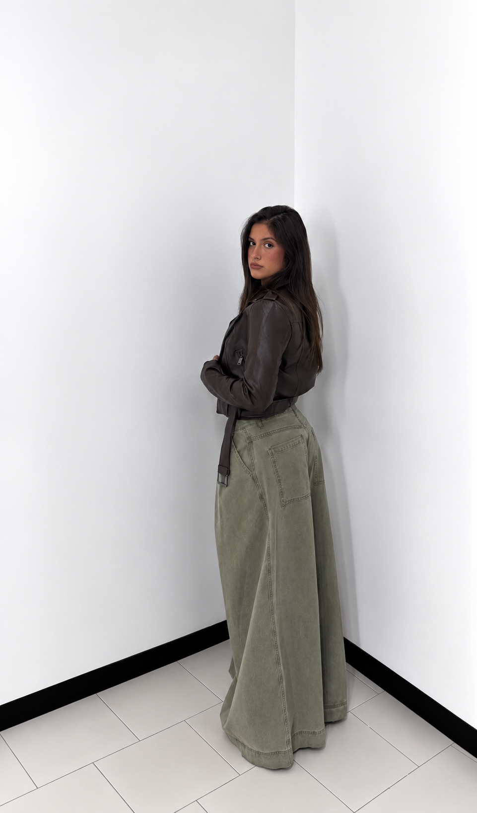 Jeans Wide Leg Balloon Sage Green