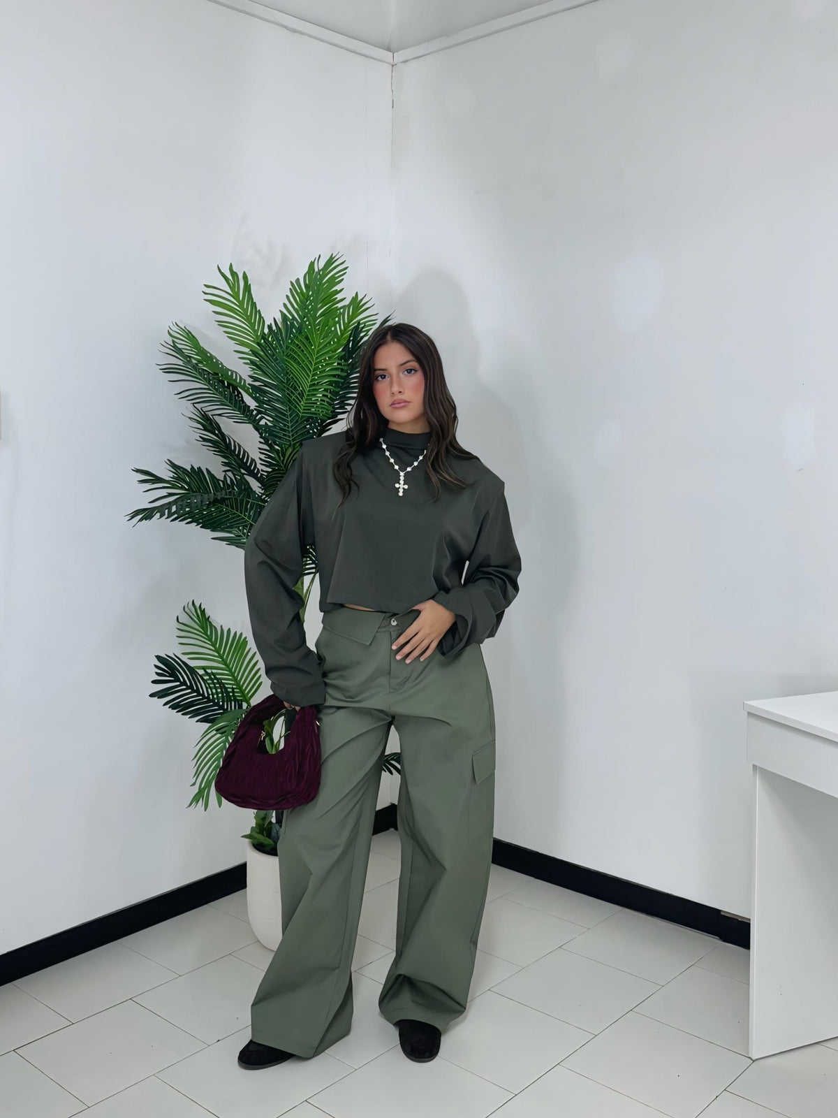 Pantalone Cargo Wide Leg