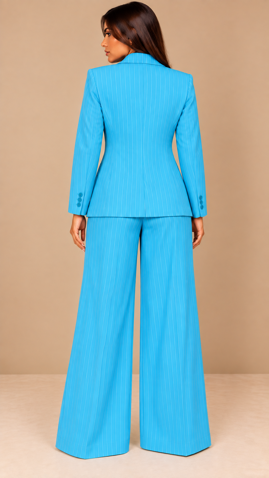 Tailleur Pinstripe Azzurro