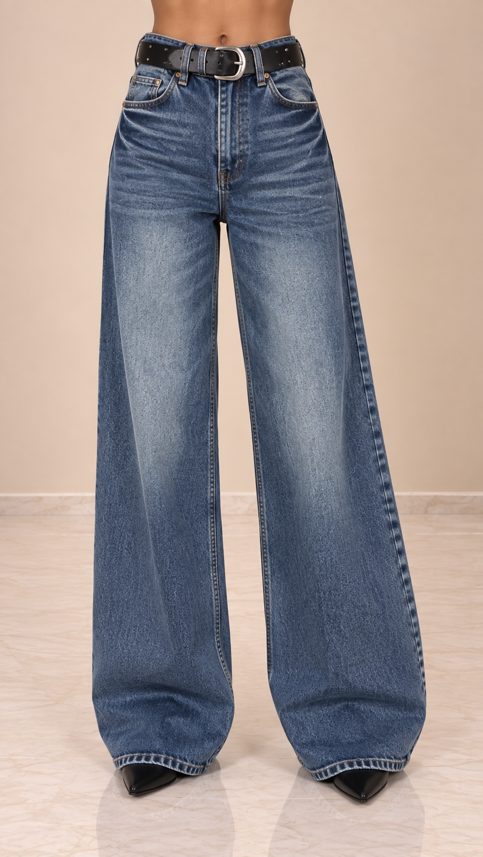 Jeans Palazzo Studded Belt