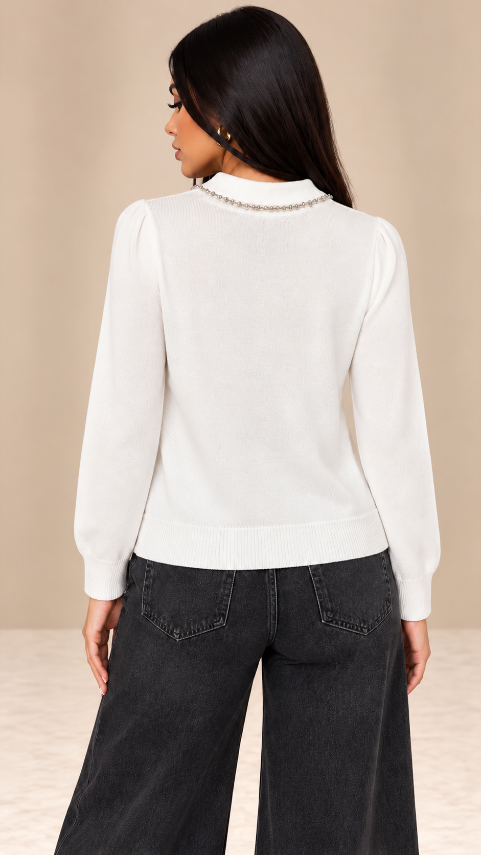 Maglia Sparkle Collar bianca